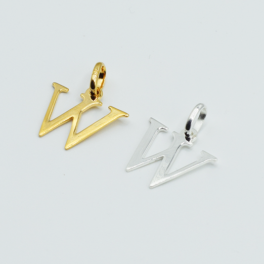 W - Pendentif Lettres Alphabétiques (Argent 925 ou Plaqué Or)