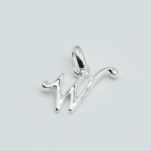 W - Pendentif Lettres Alphabétiques (Argent 925 ou Plaqué Or)