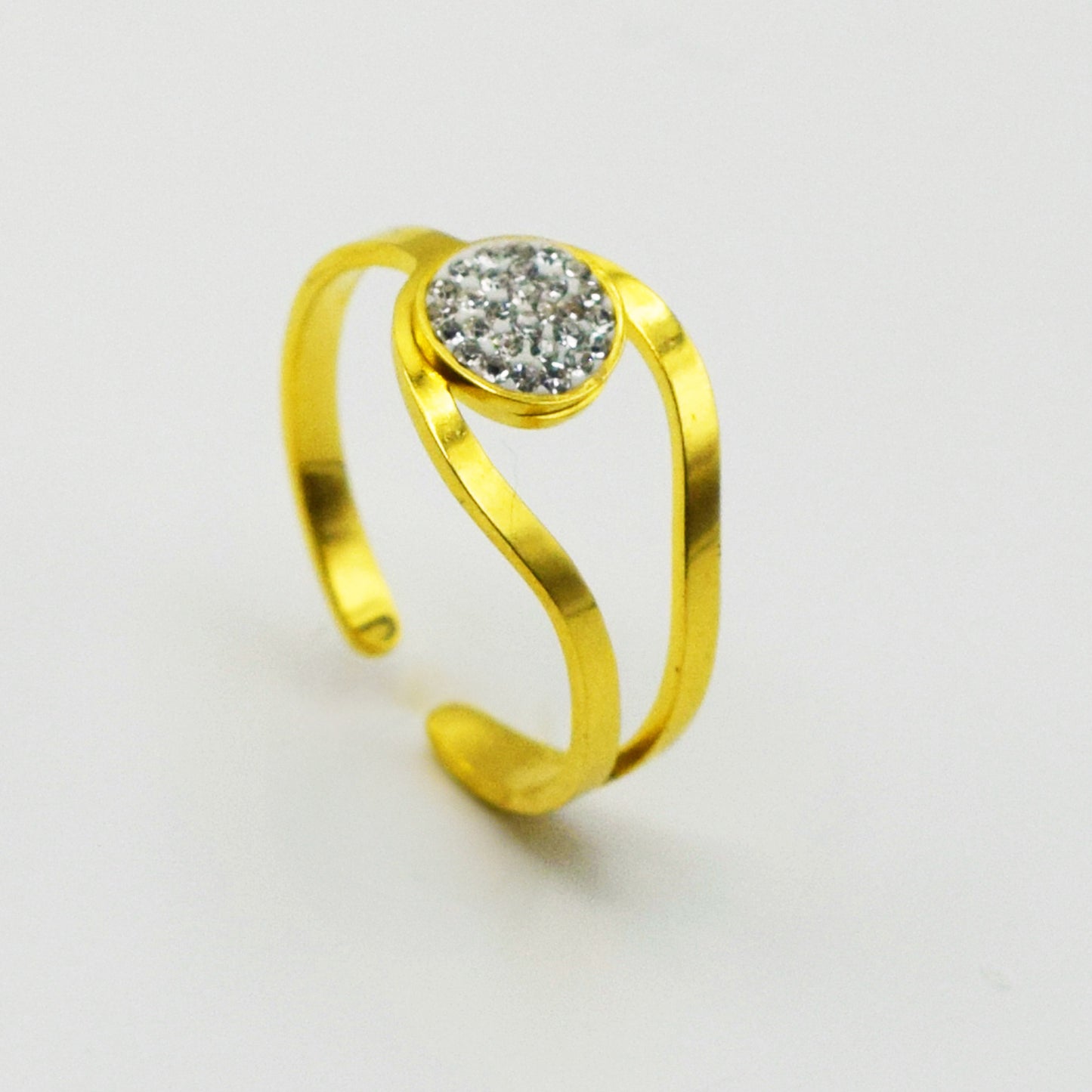 ACIER INOXYDABLE - Bague Anneau Strass