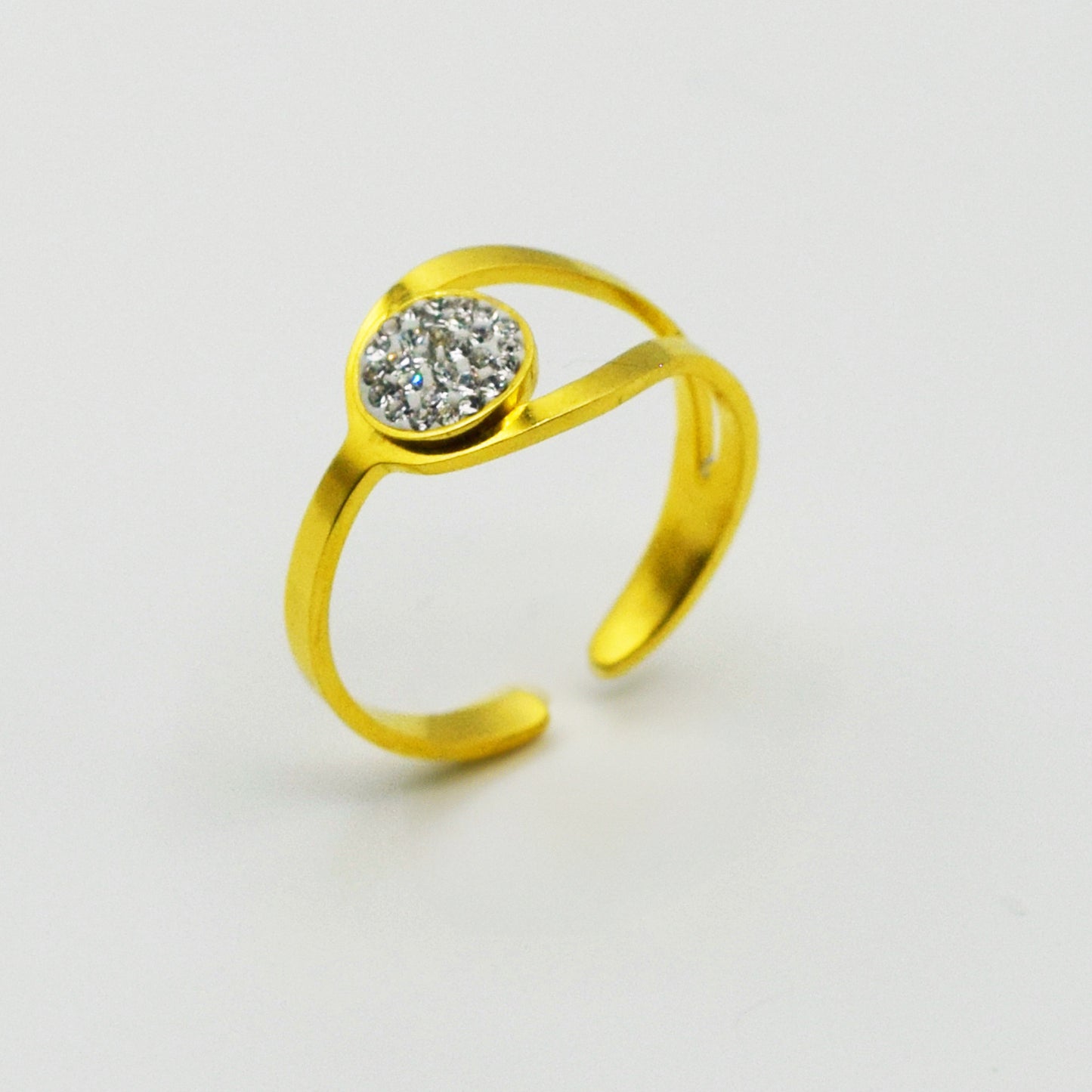 ACIER INOXYDABLE - Bague Anneau Strass