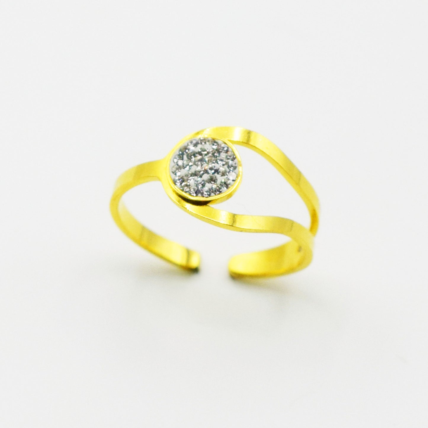 ACIER INOXYDABLE - Bague Anneau Strass