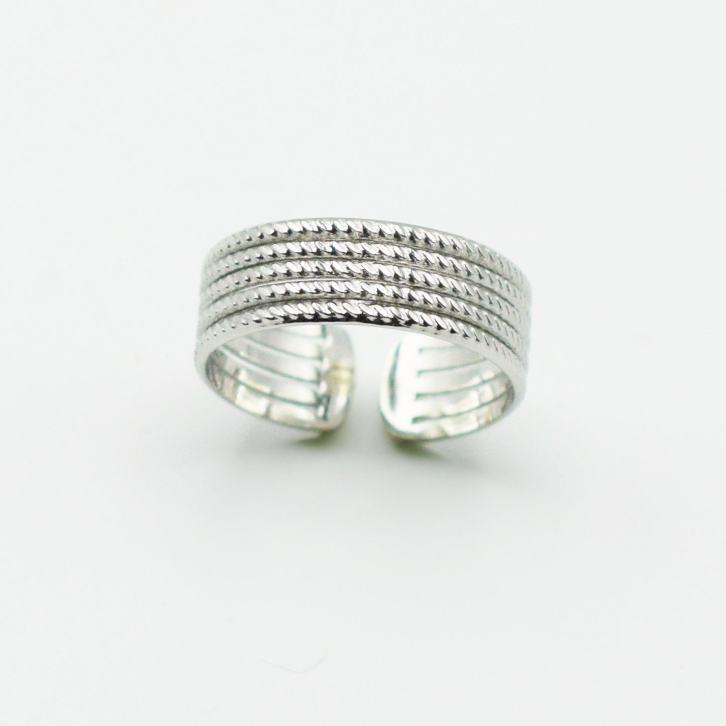 ACIER INOXYDABLE - Bague Quintuple Anneaux Torsadés