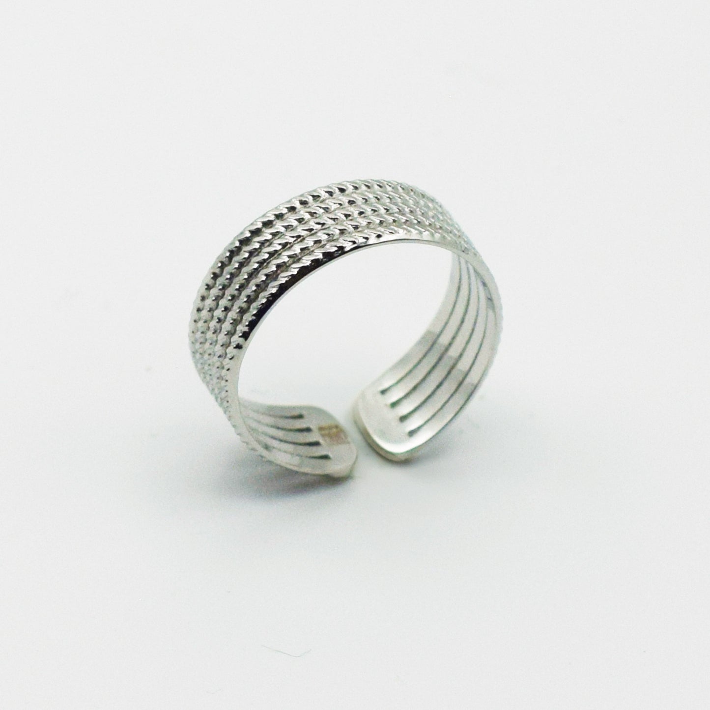 ACIER INOXYDABLE - Bague Quintuple Anneaux Torsadés