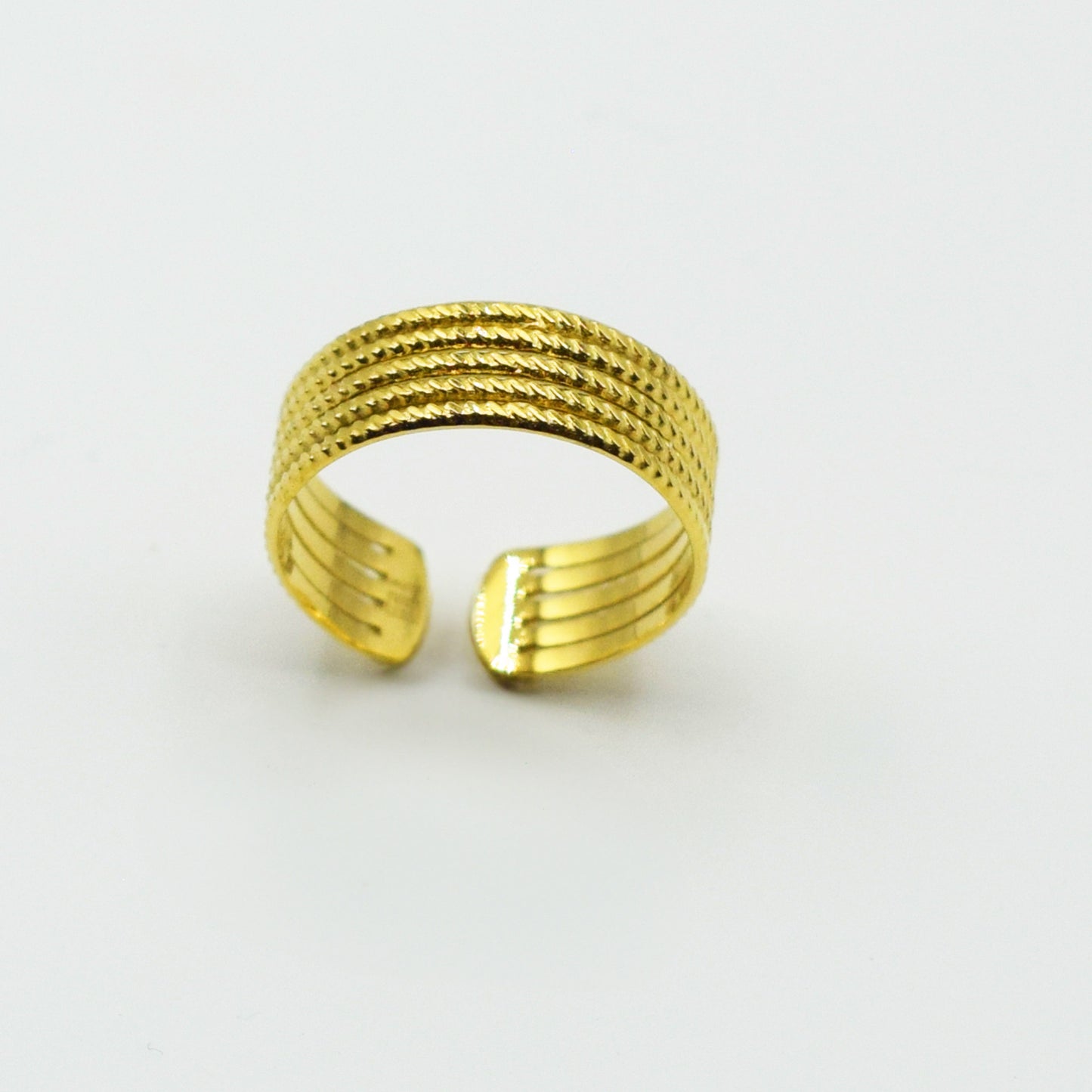 ACIER INOXYDABLE - Bague Quintuple Anneaux Torsadés