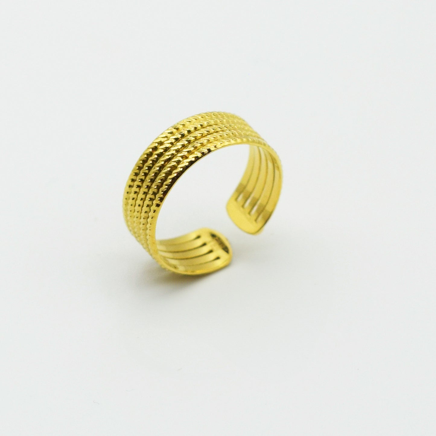 ACIER INOXYDABLE - Bague Quintuple Anneaux Torsadés