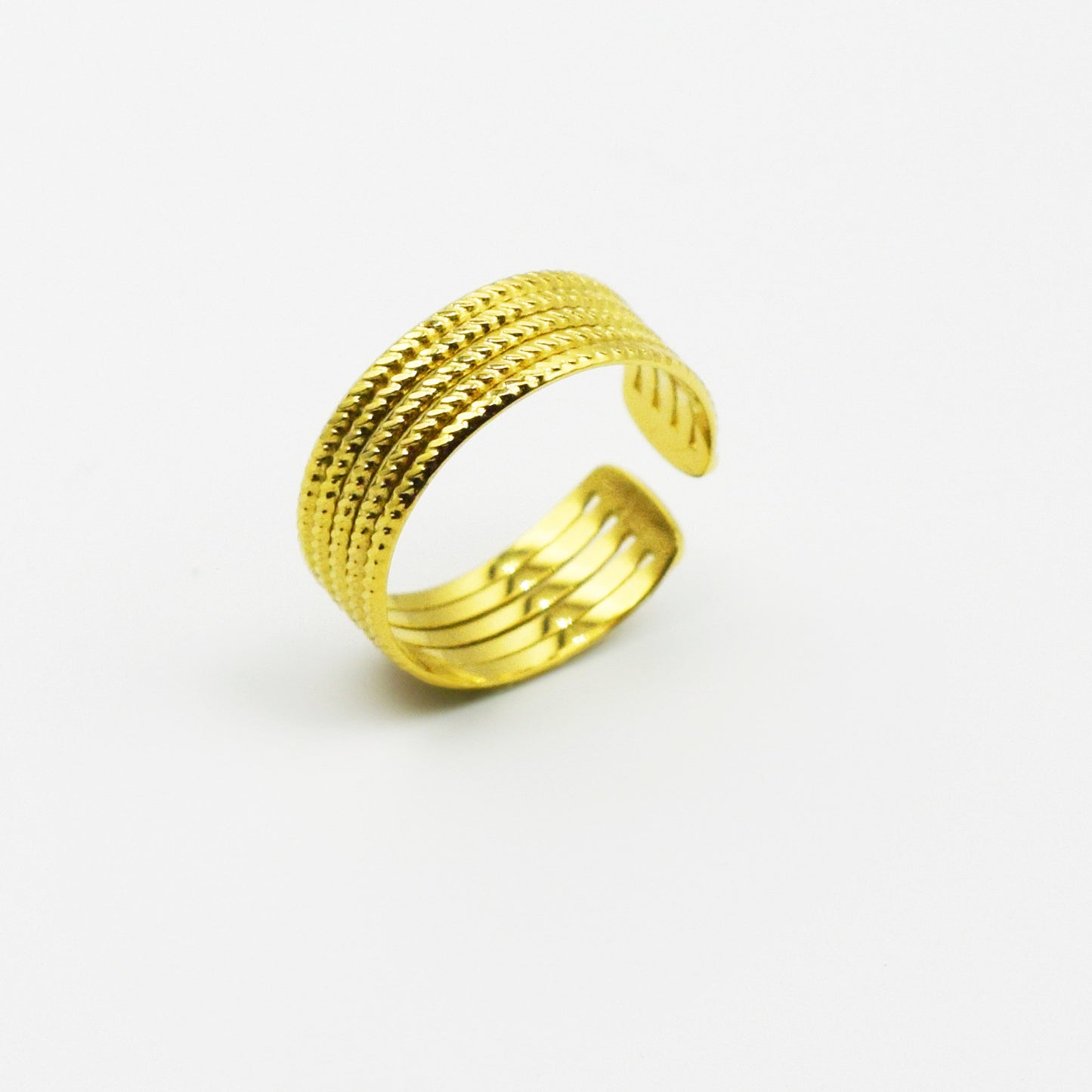 ACIER INOXYDABLE - Bague Quintuple Anneaux Torsadés