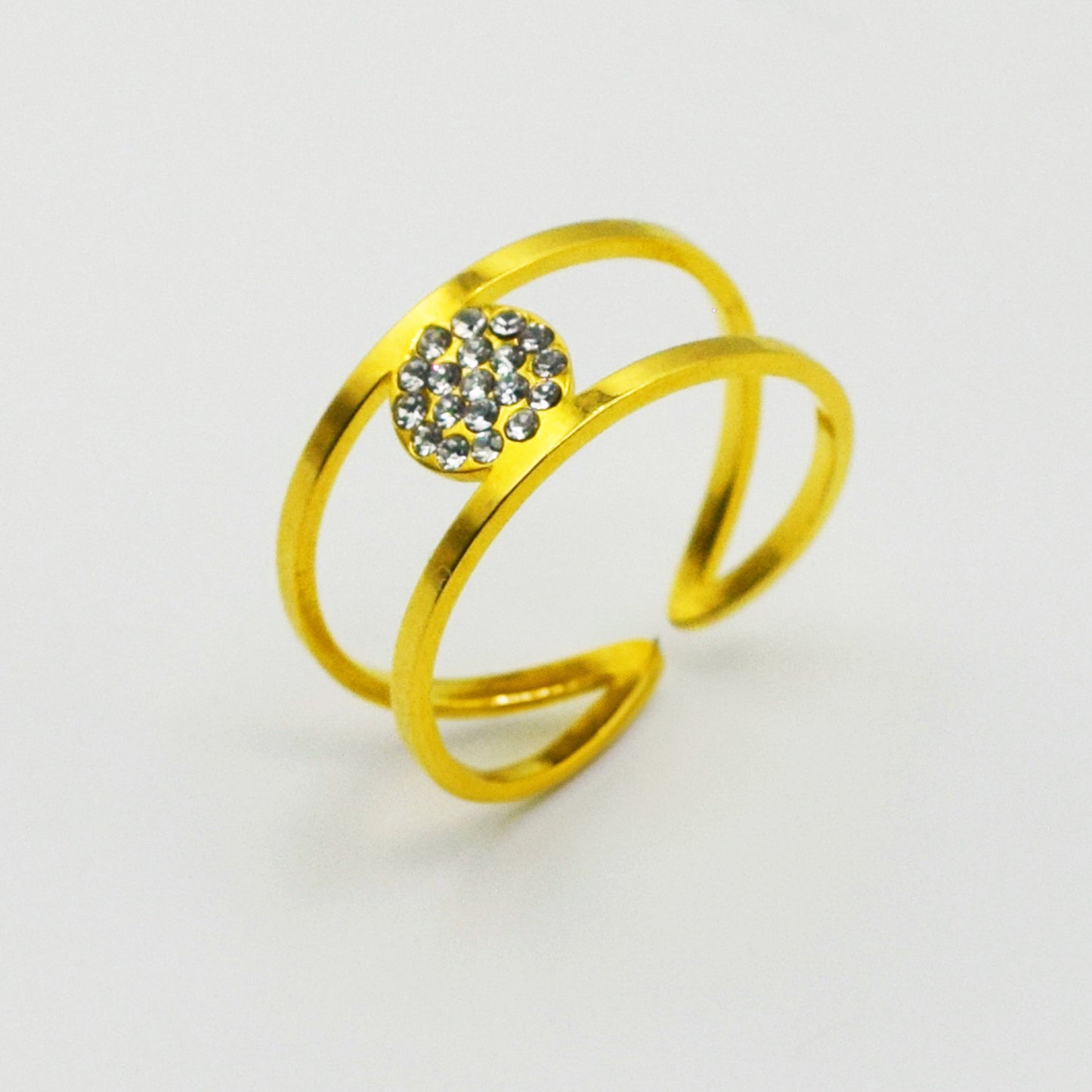 ACIER INOXYDABLE - Bague Cercle à Strass