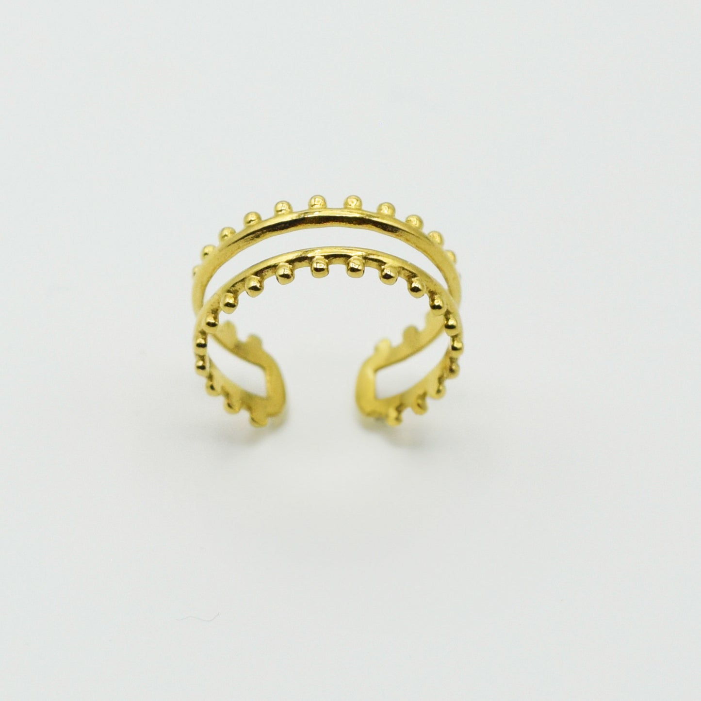 ACIER INOXYDABLE - Bague Couronnes Symétriques