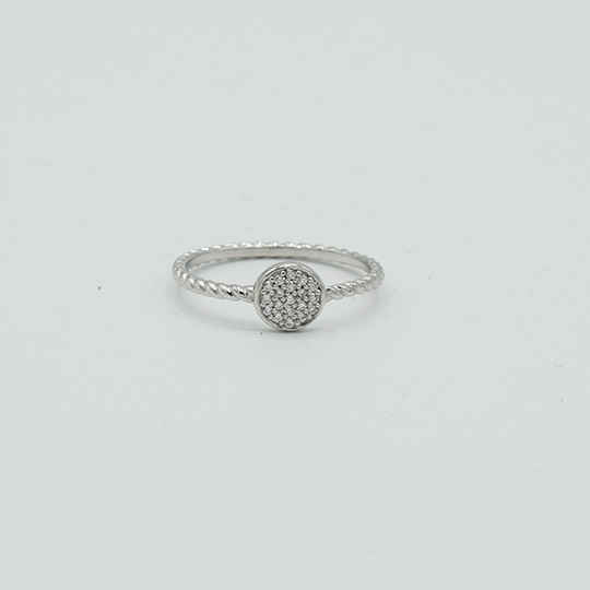 PLAQUE OR ou ARGENT 925 - Bague Hélia Rond Oxyde de Zirconium