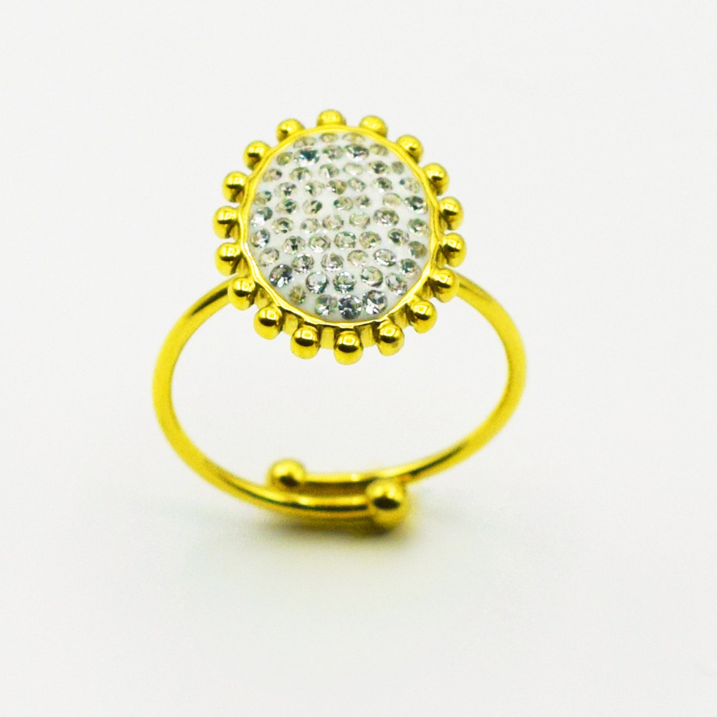ACIER INOXYDABLE - Bague Ovale à Strass