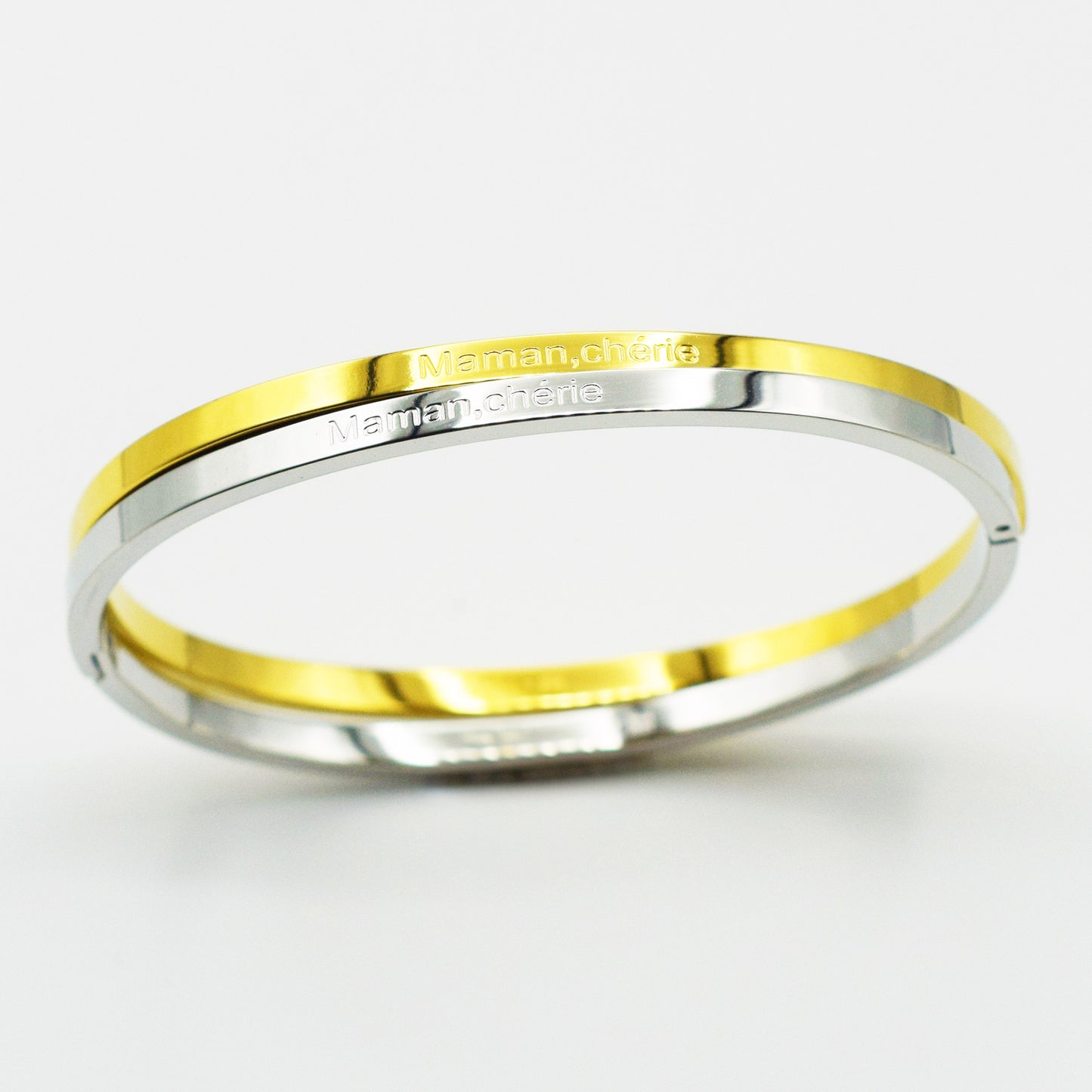 ACIER INOXYDABLE - Bracelet Jonc à Message "MAMAN CHÉRIE"
