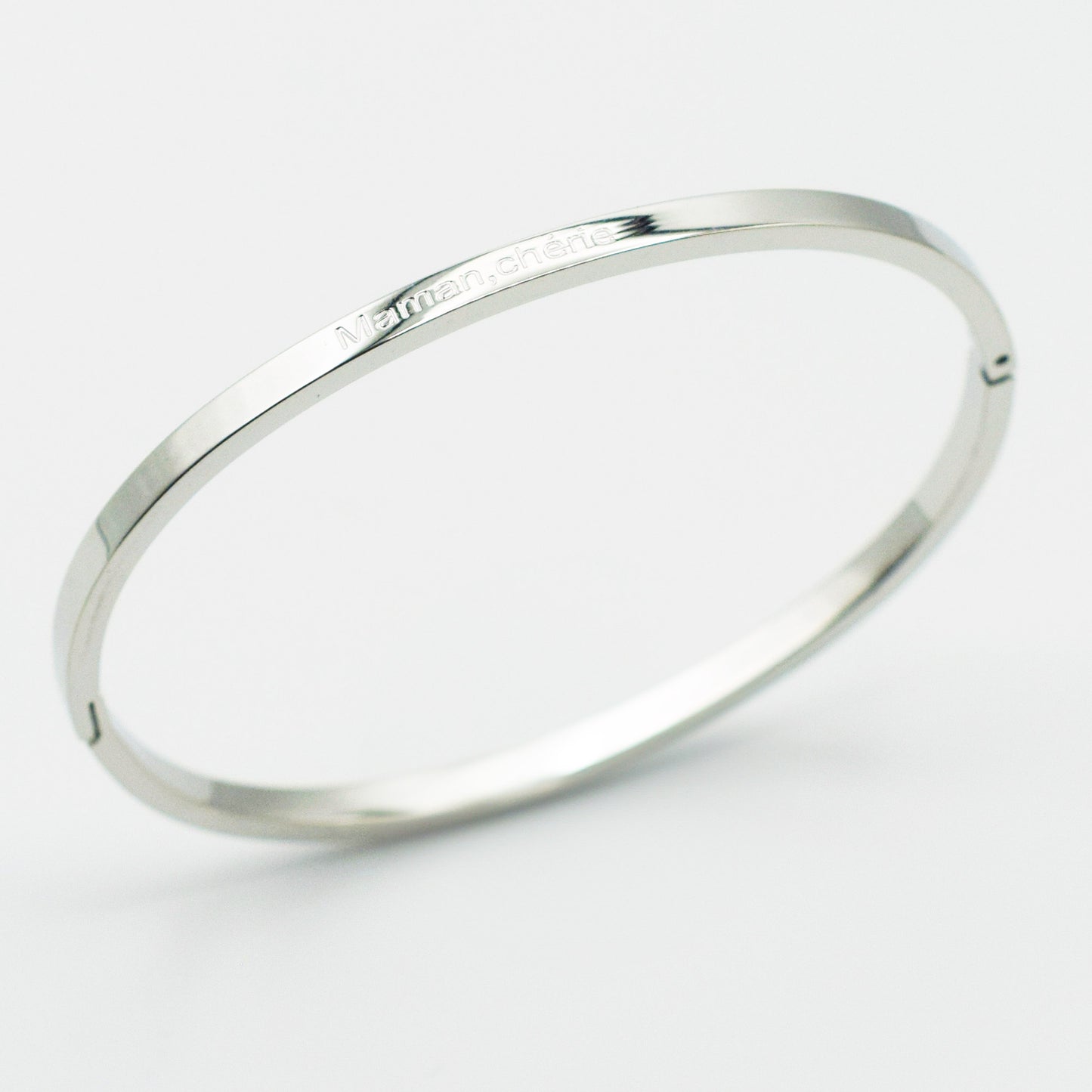 ACIER INOXYDABLE - Bracelet Jonc à Message "MAMAN CHÉRIE"