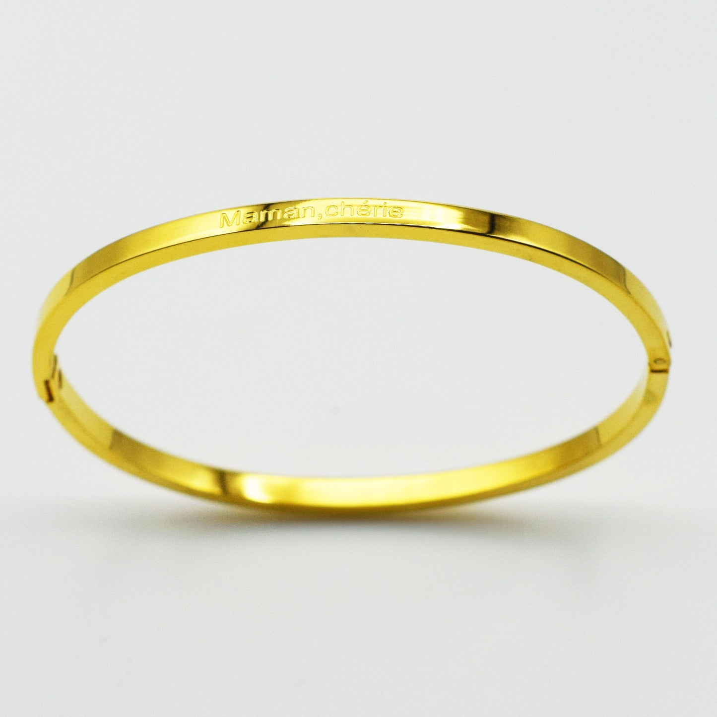 ACIER INOXYDABLE - Bracelet Jonc à Message "MAMAN CHÉRIE"