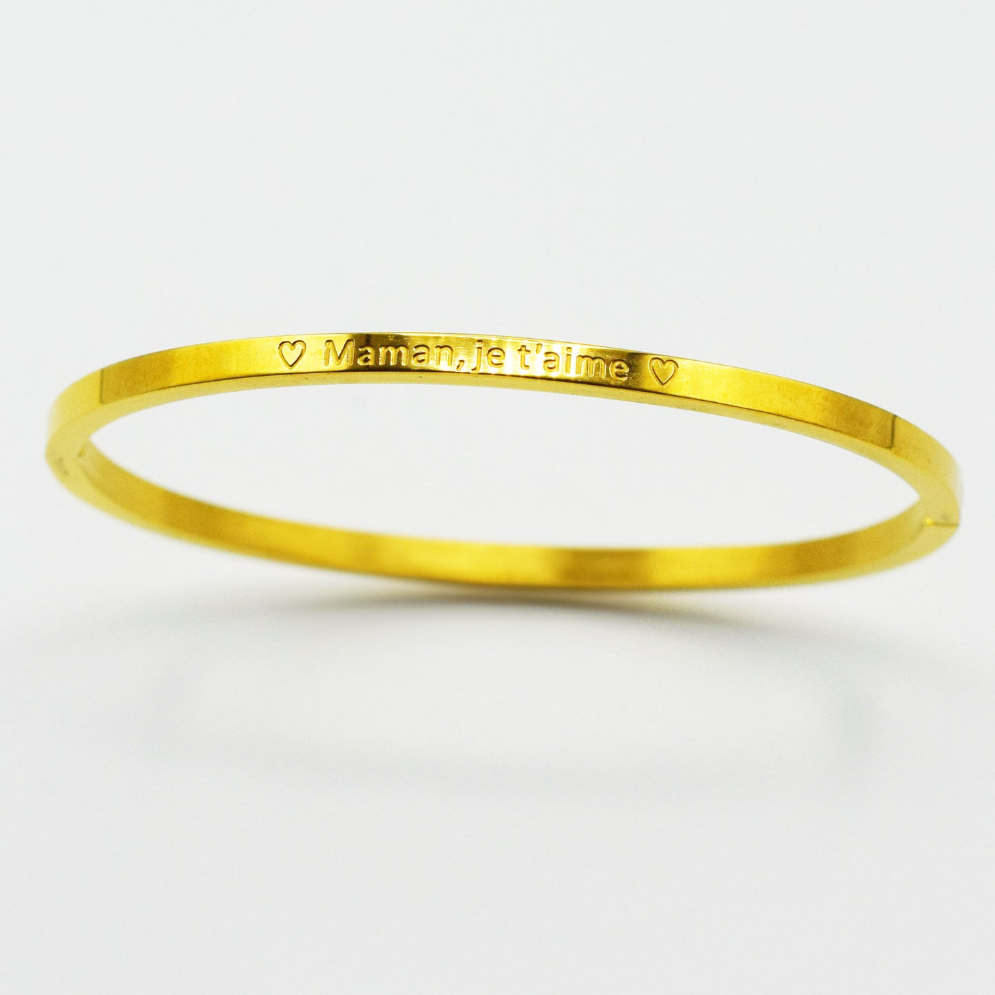 ACIER INOXYDABLE - Bracelet jonc gravé "MAMAN JE T'AIME" Avec ou Sans ❤
