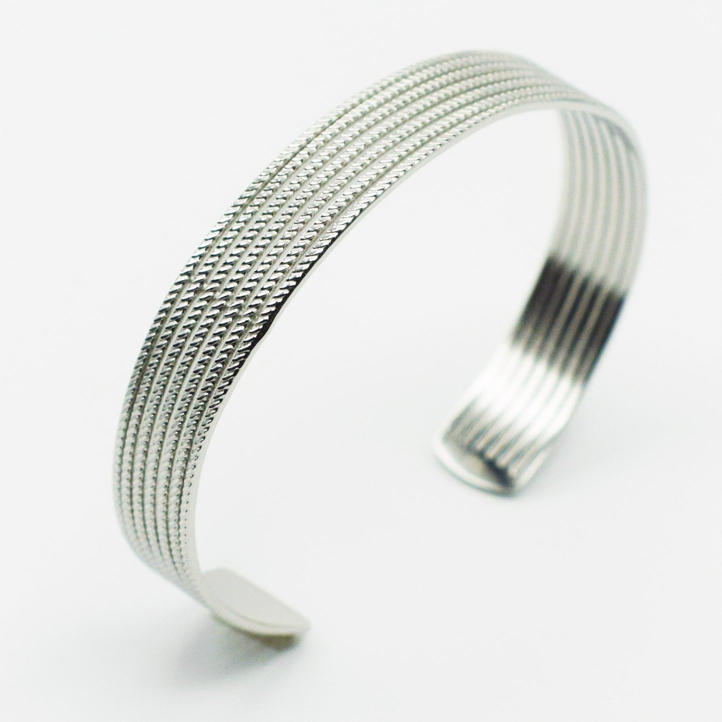 ACIER INOXYDABLE - Bracelet Jonc Anneaux Torsadés