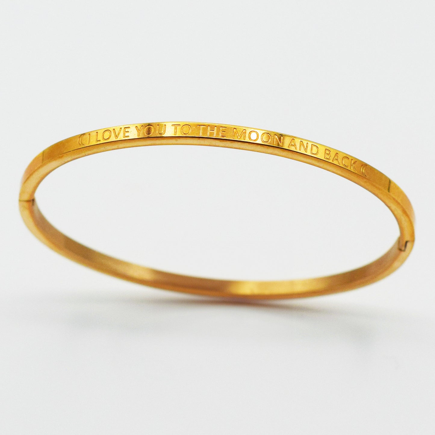 ACIER INOXYDABLE - Bracelet Jonc à Message "☾ I love you to the moon and back ☾"