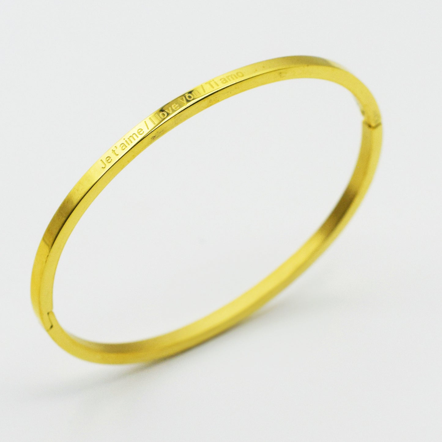ACIER INOXYDABLE - Bracelet jonc gravé "Je t'aime/I love you/Ti Amo"