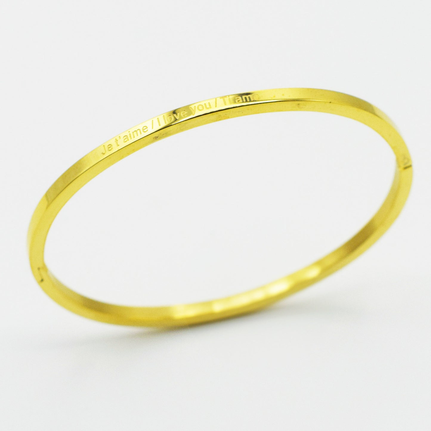 ACIER INOXYDABLE - Bracelet jonc gravé "Je t'aime/I love you/Ti Amo"