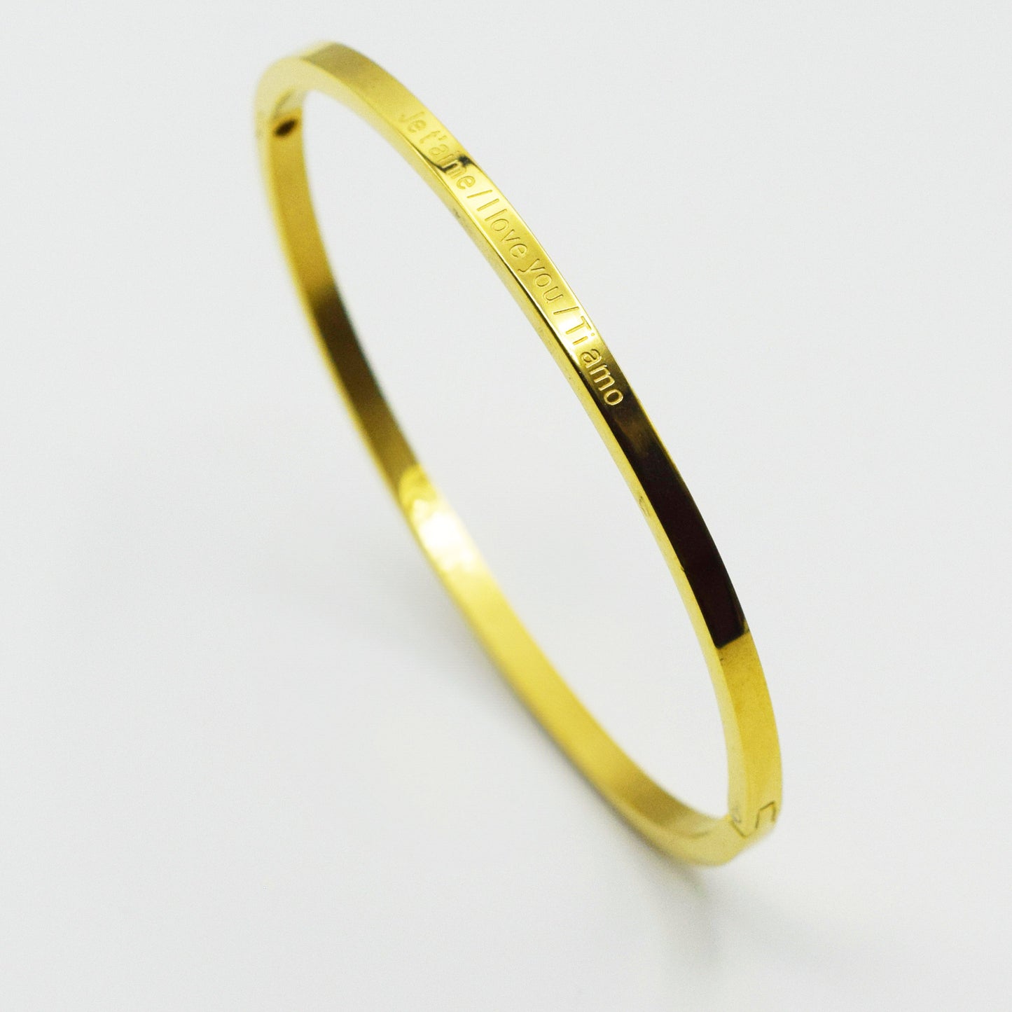 ACIER INOXYDABLE - Bracelet jonc gravé "Je t'aime/I love you/Ti Amo"