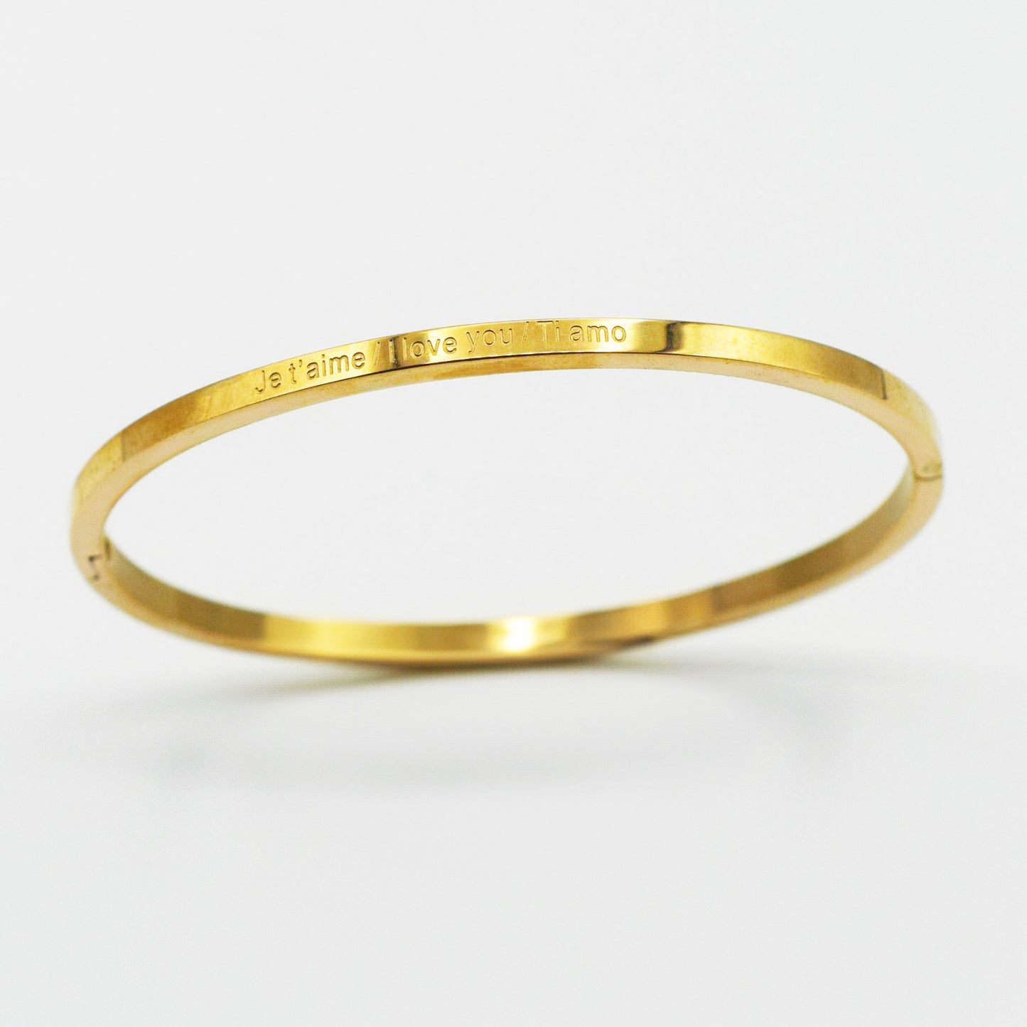 ACIER INOXYDABLE - Bracelet jonc gravé "Je t'aime/I love you/Ti Amo"