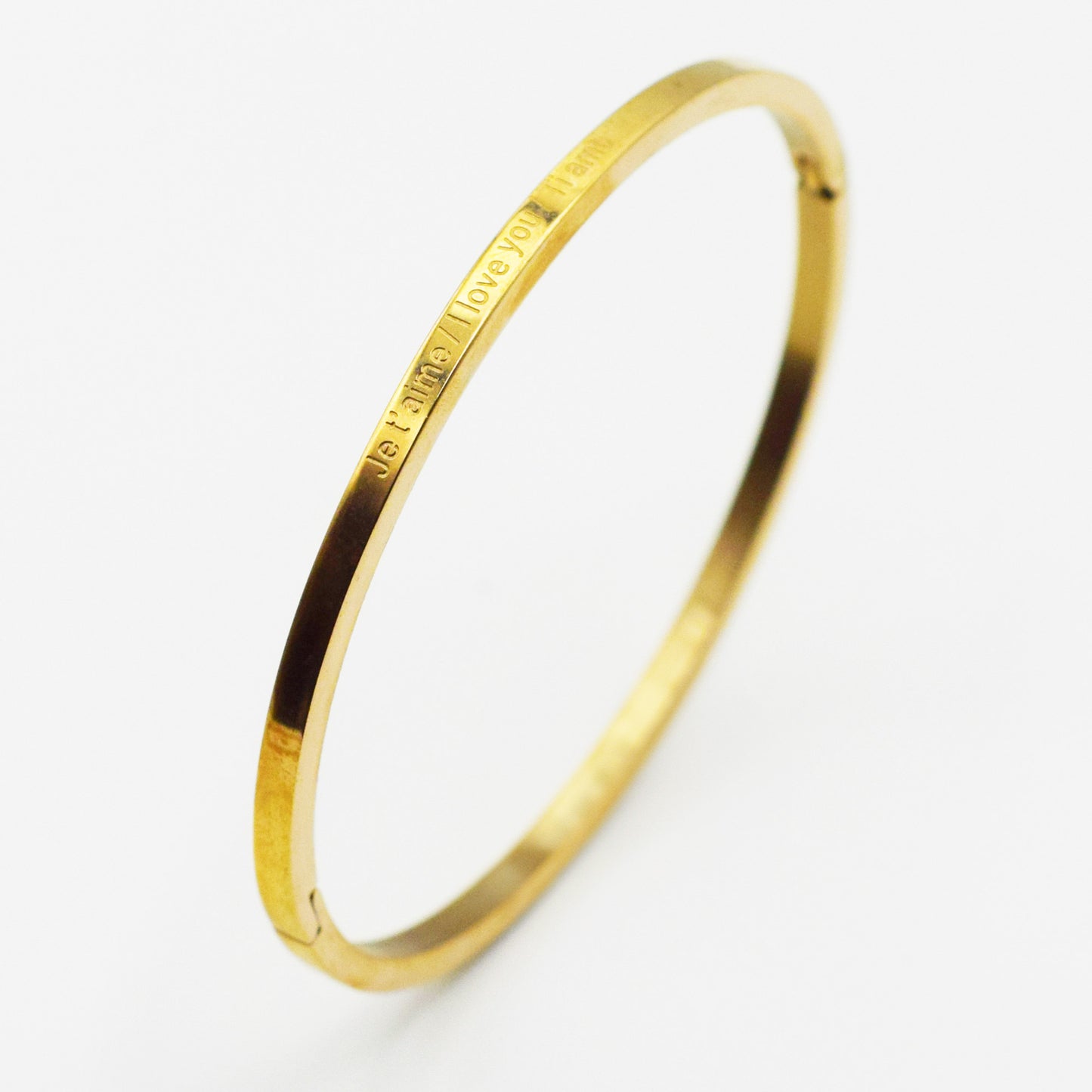 ACIER INOXYDABLE - Bracelet jonc gravé "Je t'aime/I love you/Ti Amo"