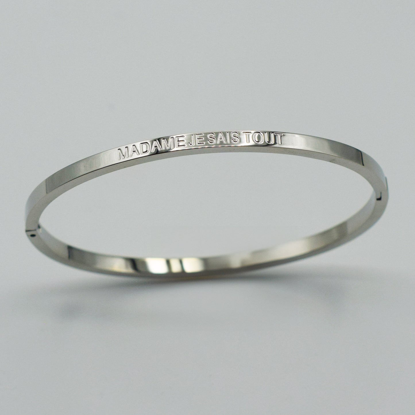 ACIER INOXYDABLE - Bracelet Jonc à Message "MADAME JE SAIS TOUT"