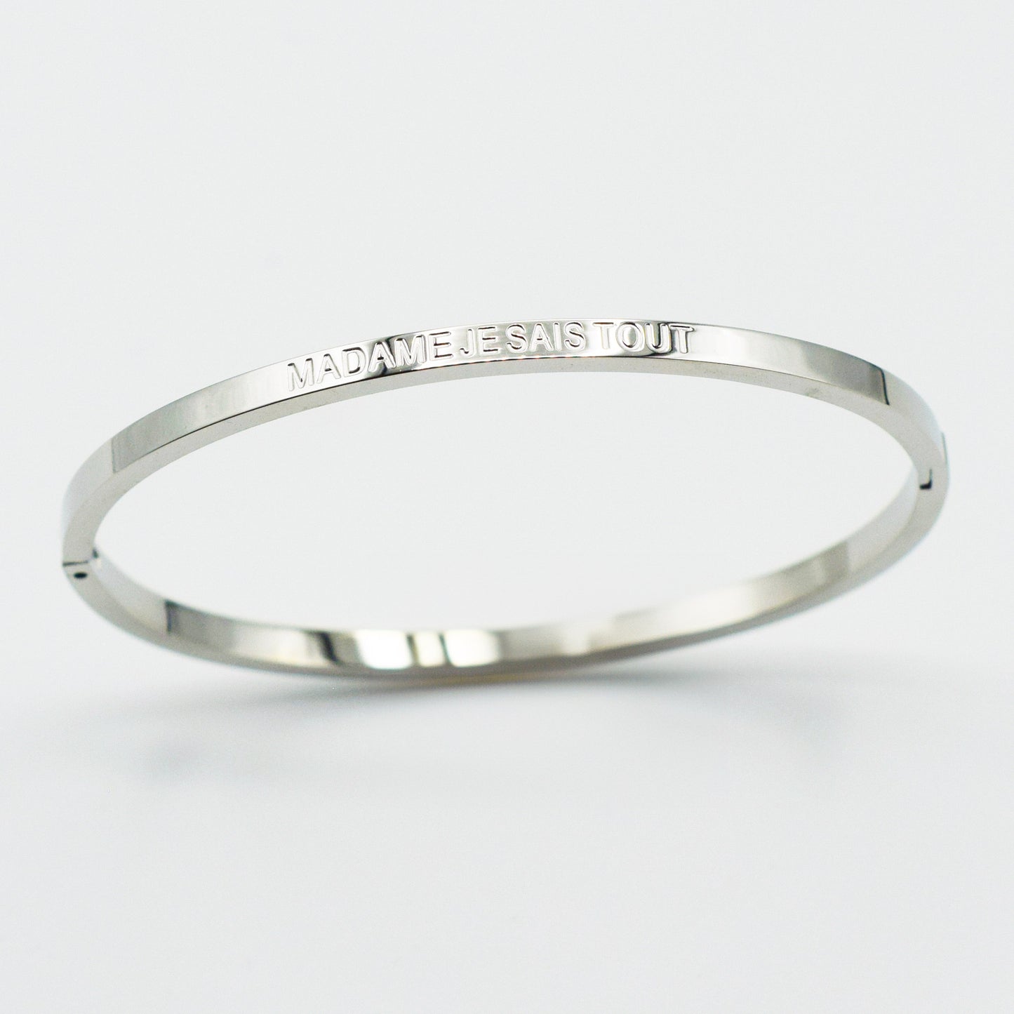 ACIER INOXYDABLE - Bracelet Jonc à Message "MADAME JE SAIS TOUT"