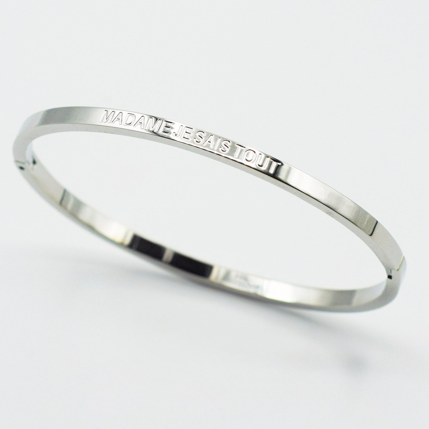 ACIER INOXYDABLE - Bracelet Jonc à Message "MADAME JE SAIS TOUT"