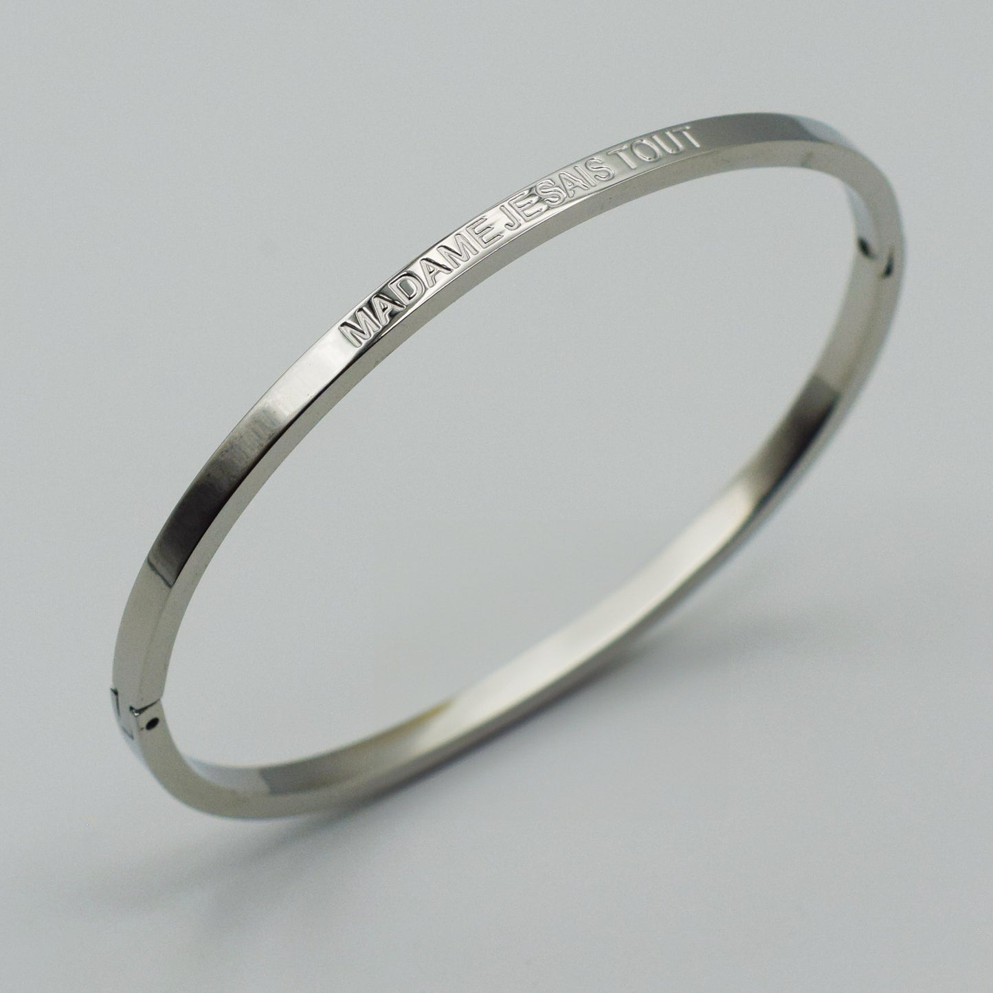 ACIER INOXYDABLE - Bracelet Jonc à Message "MADAME JE SAIS TOUT"