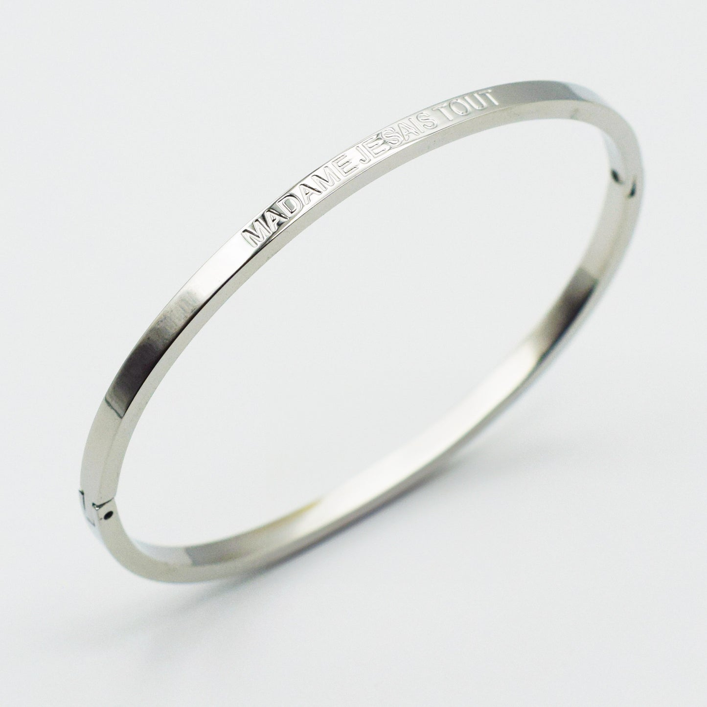 ACIER INOXYDABLE - Bracelet Jonc à Message "MADAME JE SAIS TOUT"