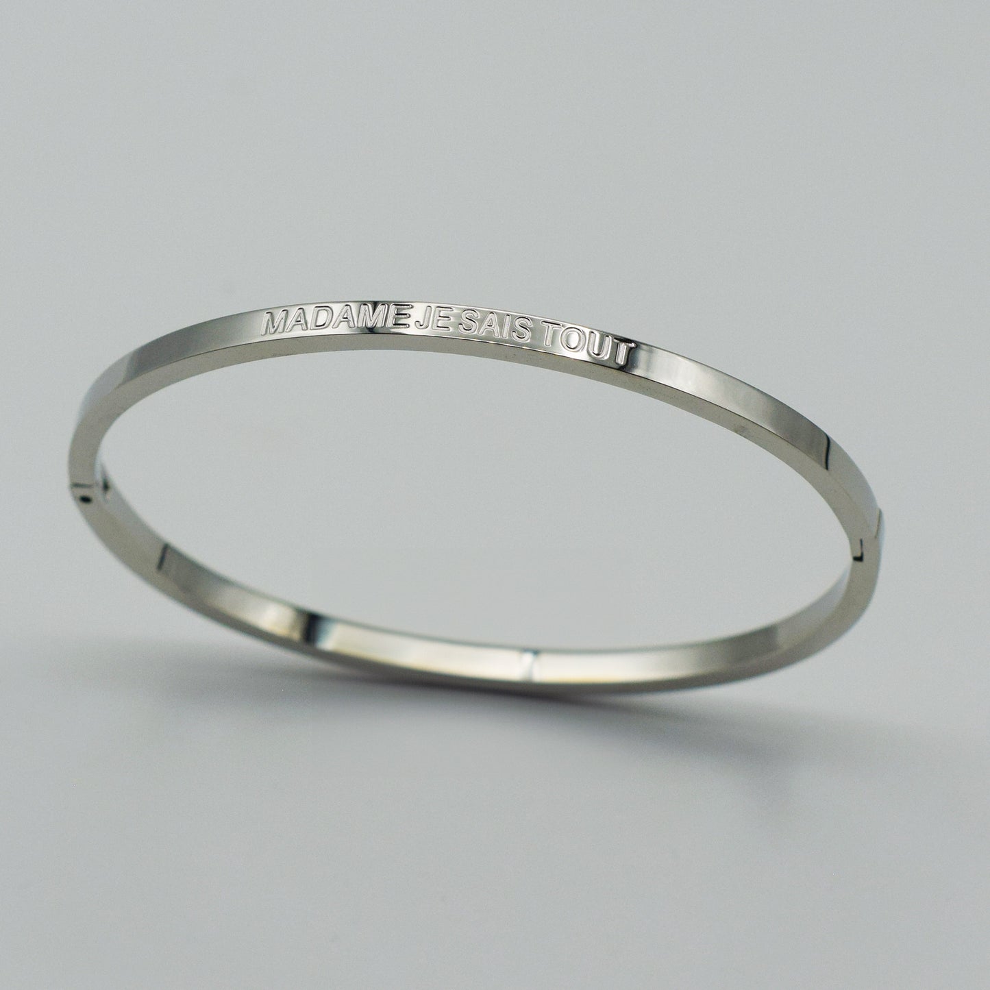 ACIER INOXYDABLE - Bracelet Jonc à Message "MADAME JE SAIS TOUT"