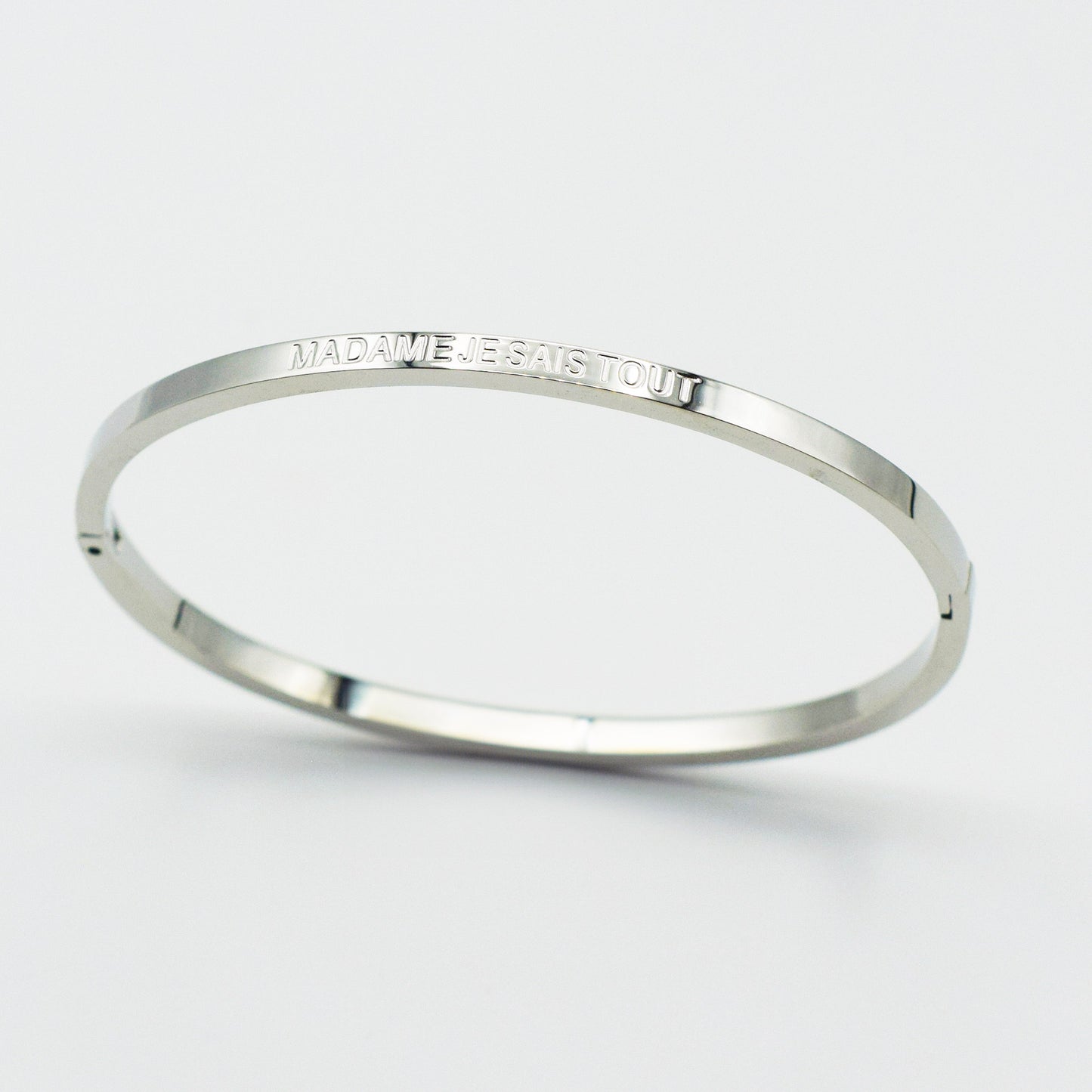 ACIER INOXYDABLE - Bracelet Jonc à Message "MADAME JE SAIS TOUT"