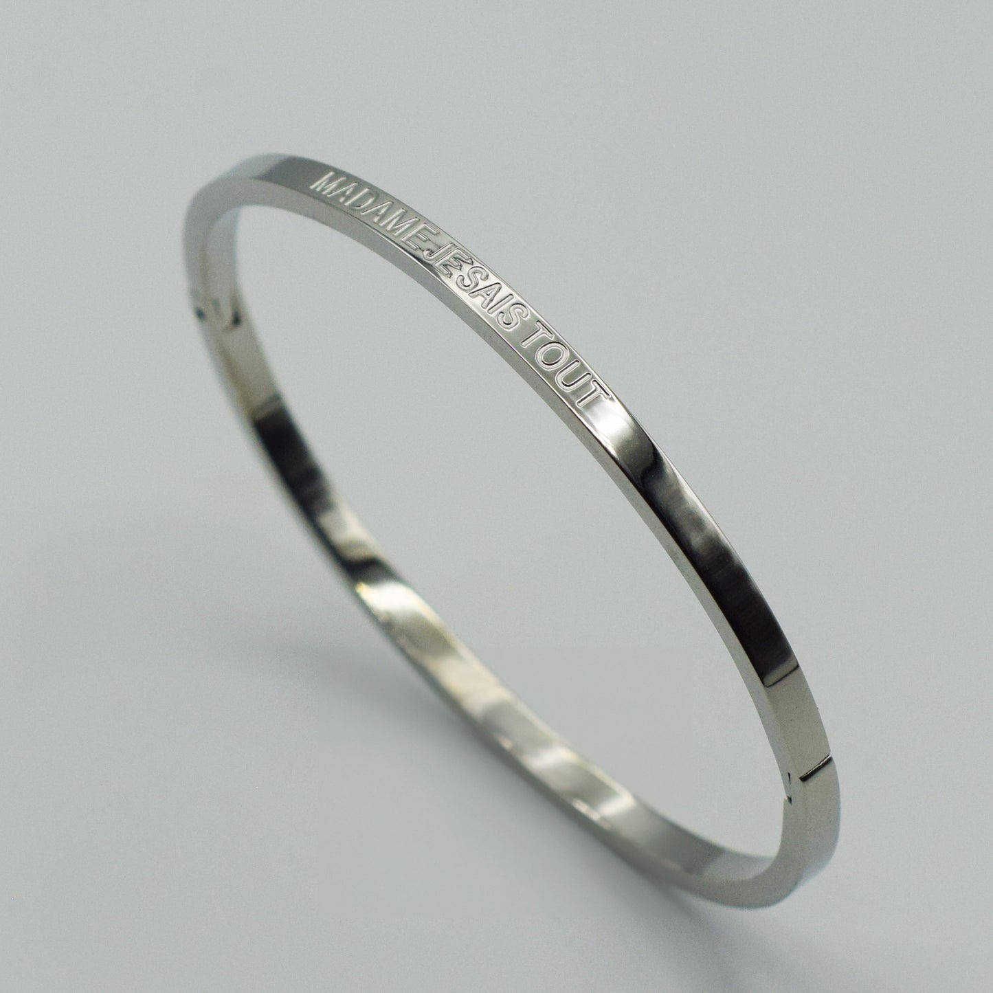 ACIER INOXYDABLE - Bracelet Jonc à Message "MADAME JE SAIS TOUT"