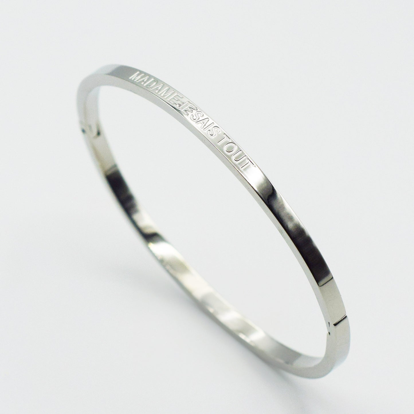ACIER INOXYDABLE - Bracelet Jonc à Message "MADAME JE SAIS TOUT"