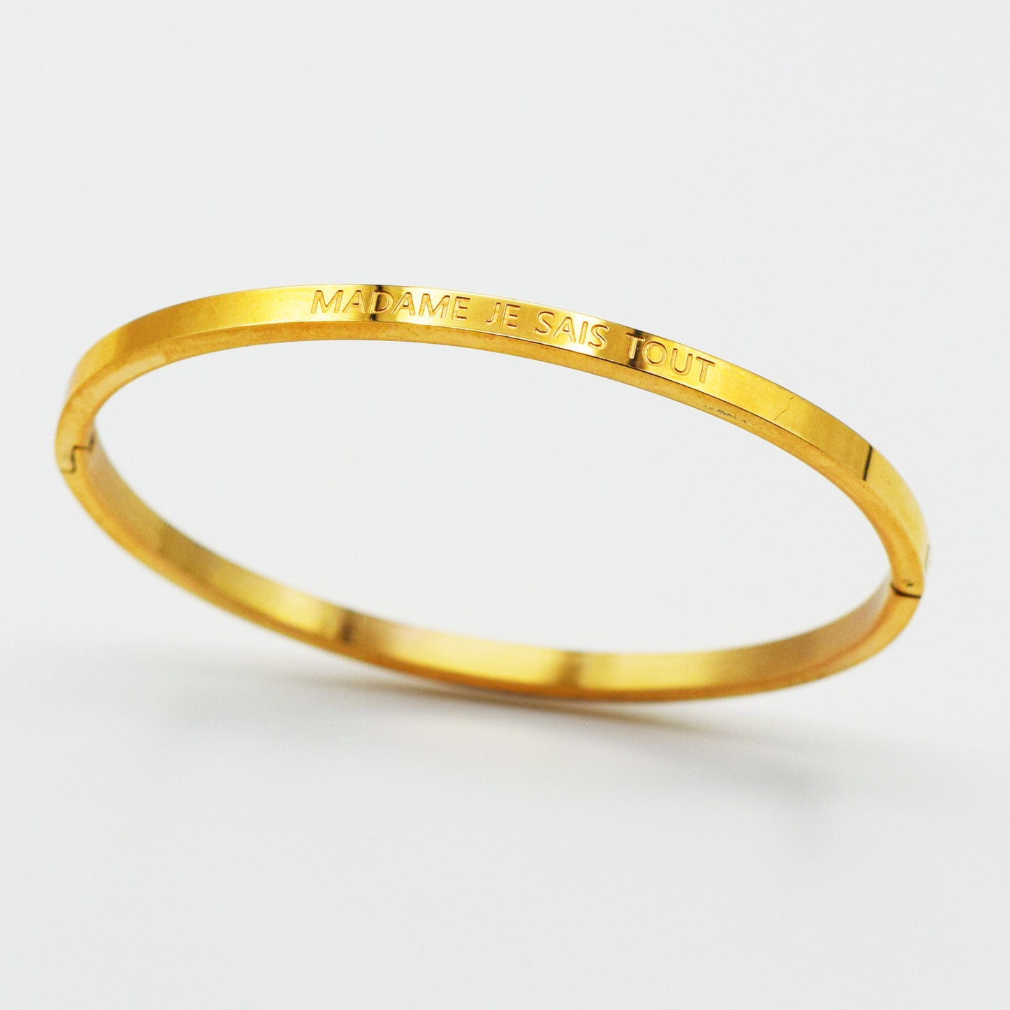 ACIER INOXYDABLE - Bracelet Jonc à Message "MADAME JE SAIS TOUT"