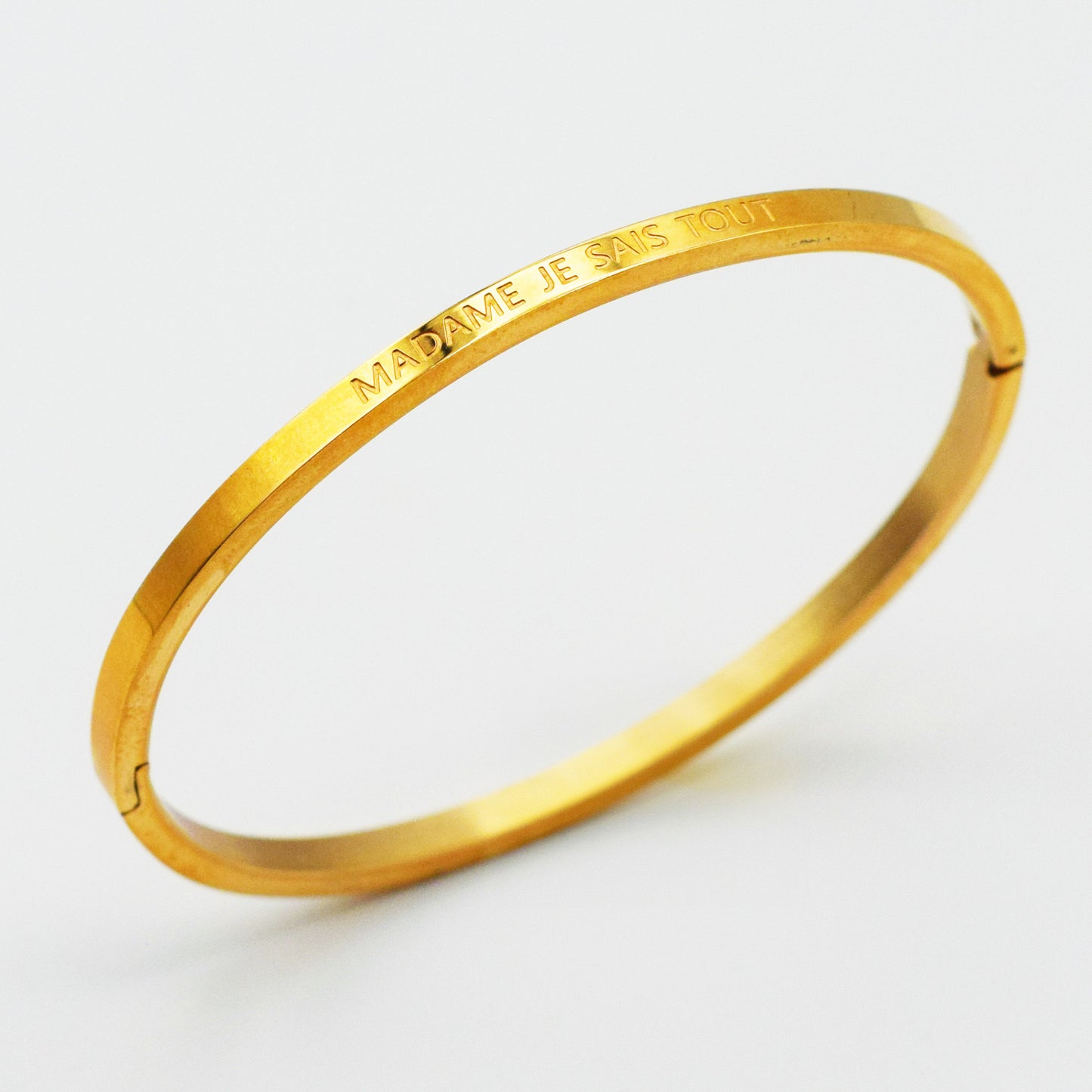 ACIER INOXYDABLE - Bracelet Jonc à Message "MADAME JE SAIS TOUT"