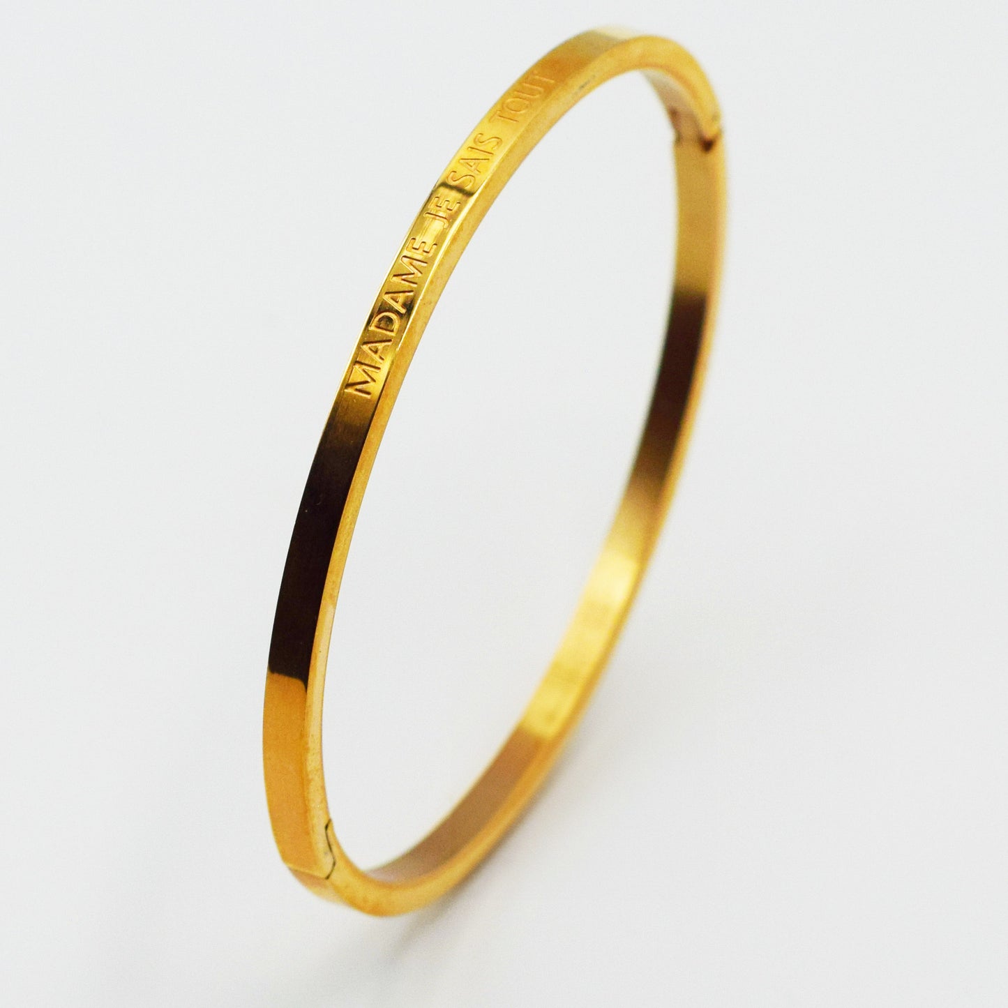 ACIER INOXYDABLE - Bracelet Jonc à Message "MADAME JE SAIS TOUT"