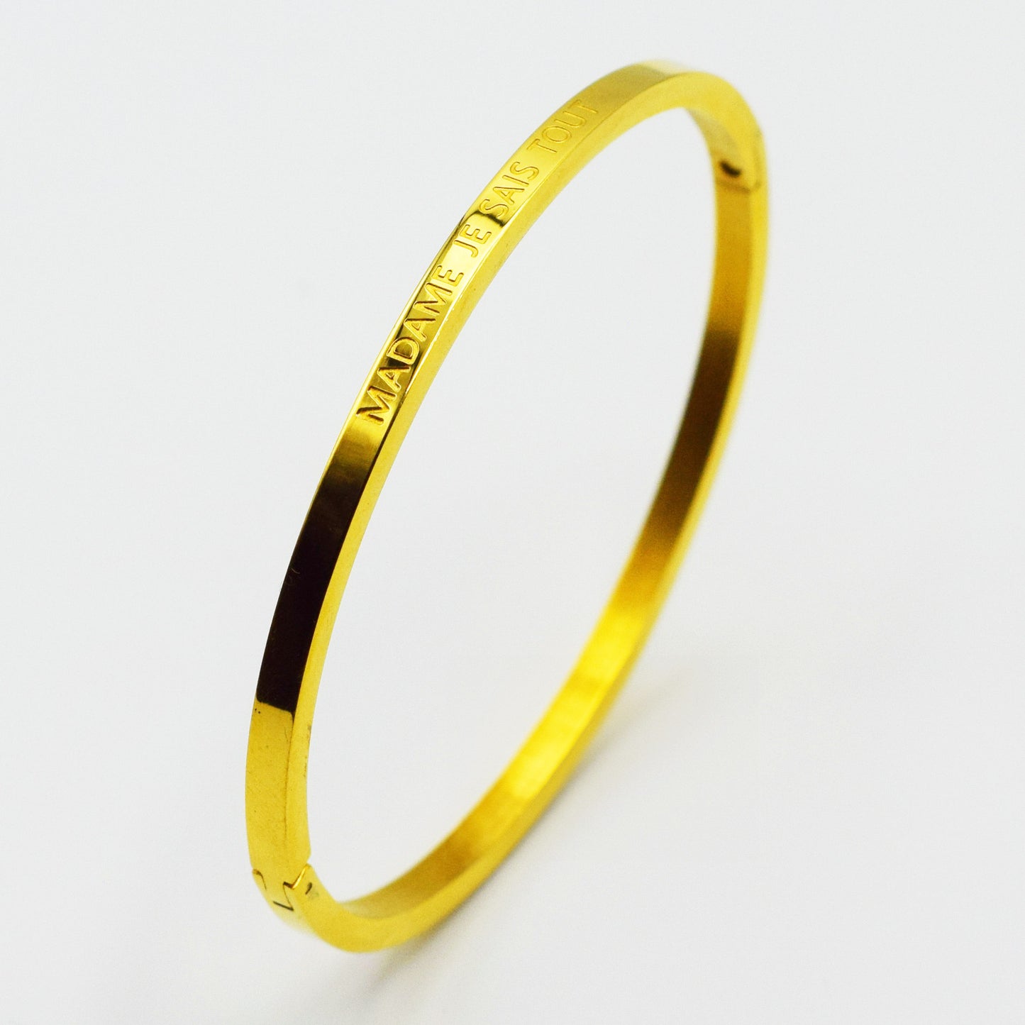 ACIER INOXYDABLE - Bracelet Jonc à Message "MADAME JE SAIS TOUT"