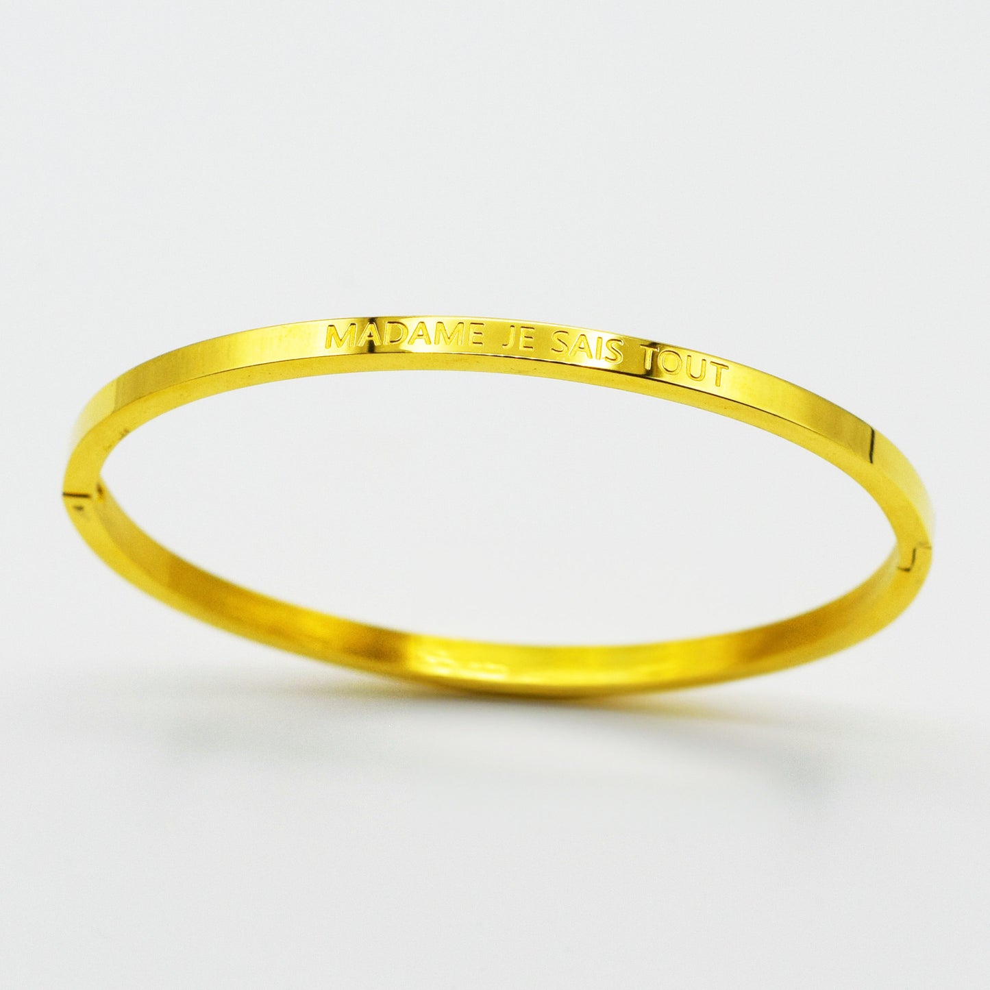 ACIER INOXYDABLE - Bracelet Jonc à Message "MADAME JE SAIS TOUT"
