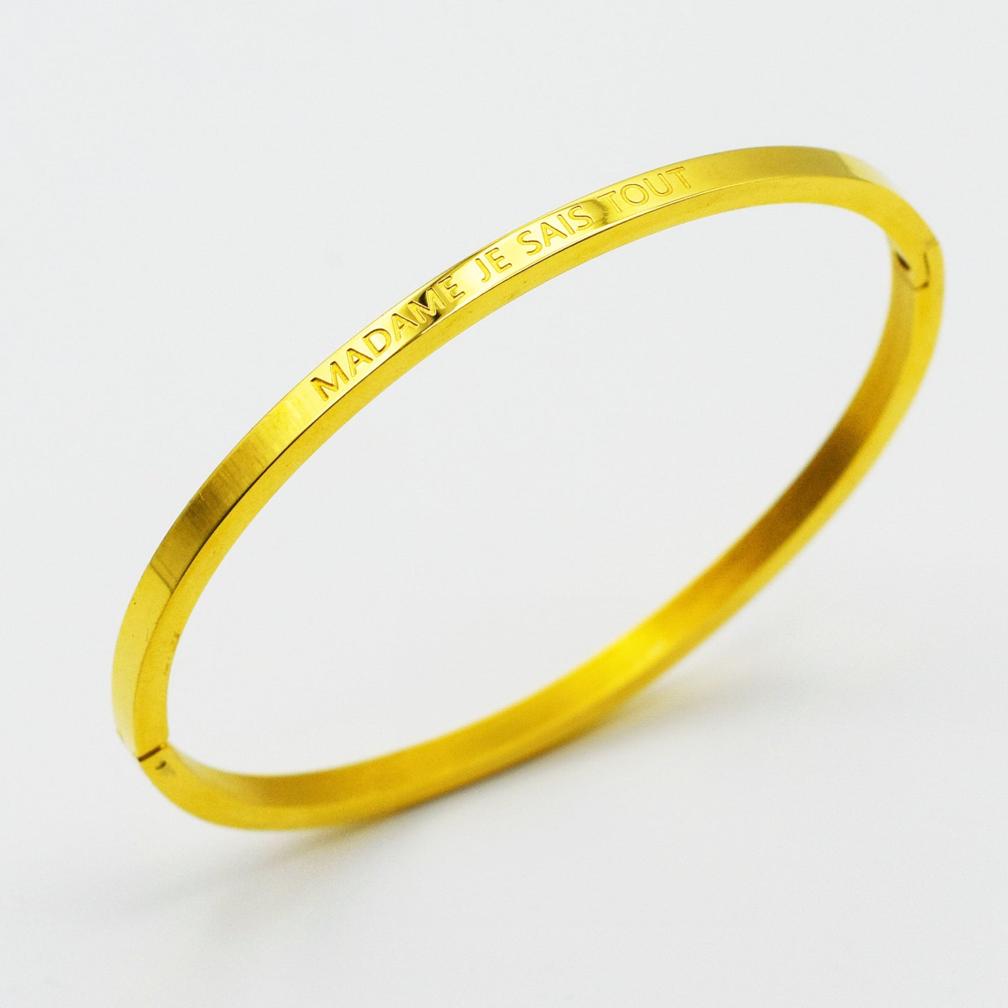 ACIER INOXYDABLE - Bracelet Jonc à Message "MADAME JE SAIS TOUT"