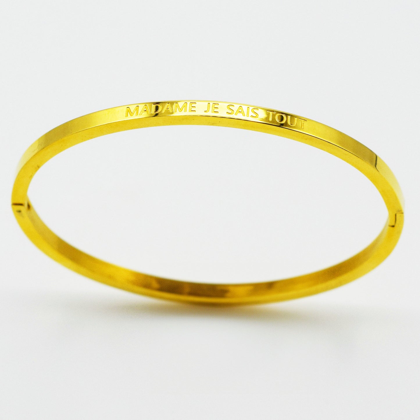ACIER INOXYDABLE - Bracelet Jonc à Message "MADAME JE SAIS TOUT"