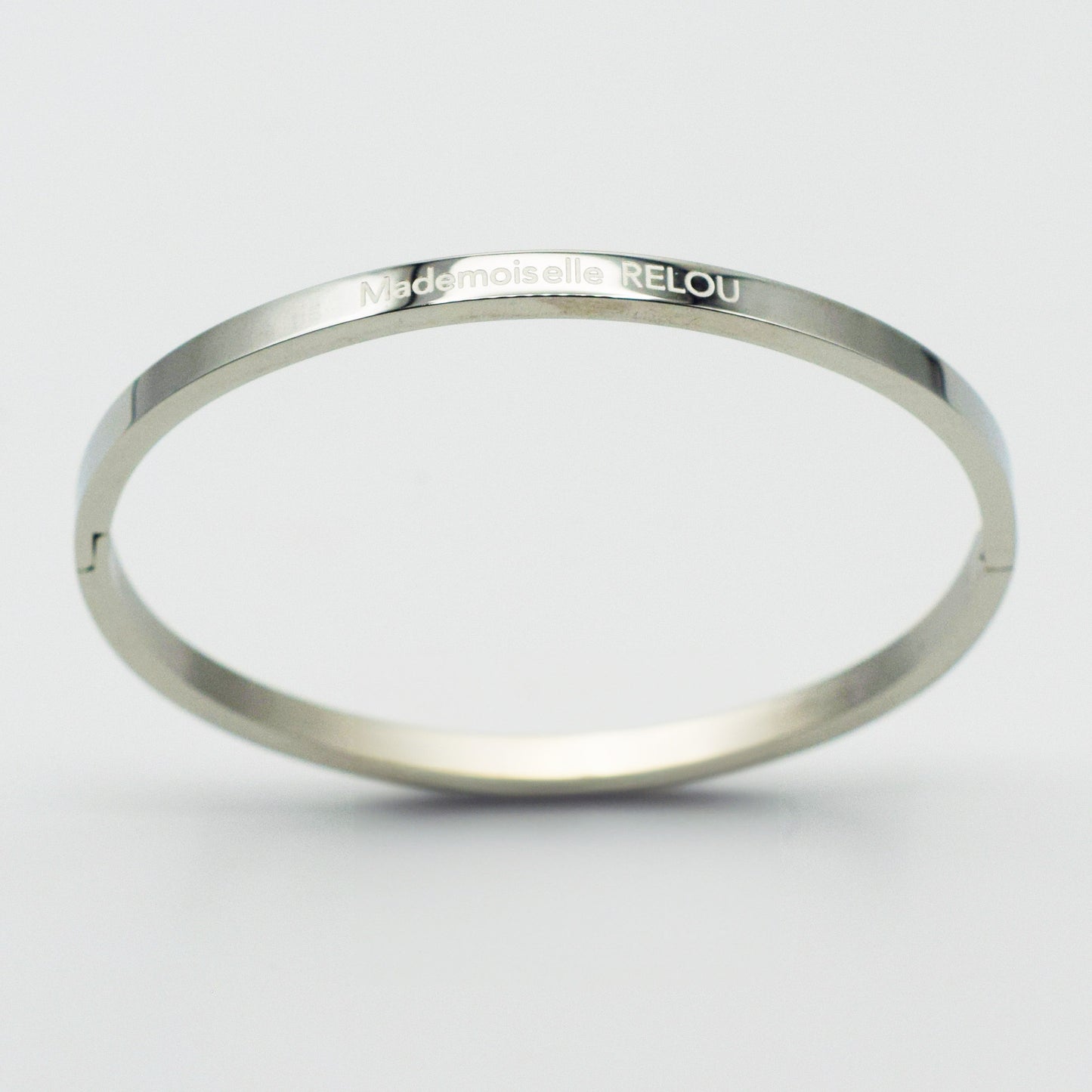 ACIER INOXYDABLE - Bracelet jonc FIN gravé "Mademoiselle Relou"