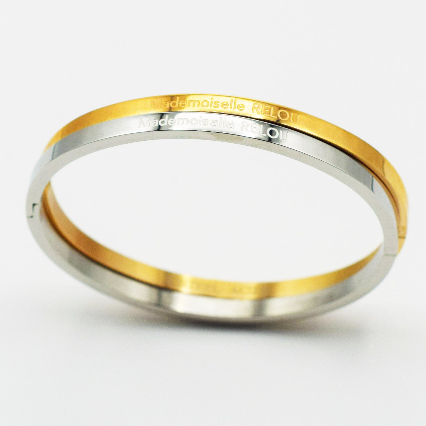 ACIER INOXYDABLE - Bracelet jonc FIN gravé "Mademoiselle Relou"