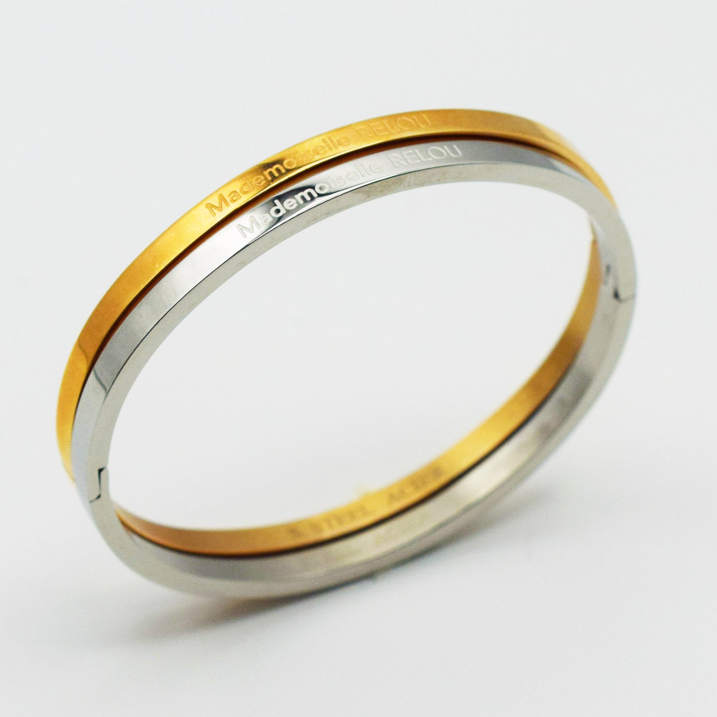 ACIER INOXYDABLE - Bracelet jonc FIN gravé "Mademoiselle Relou"