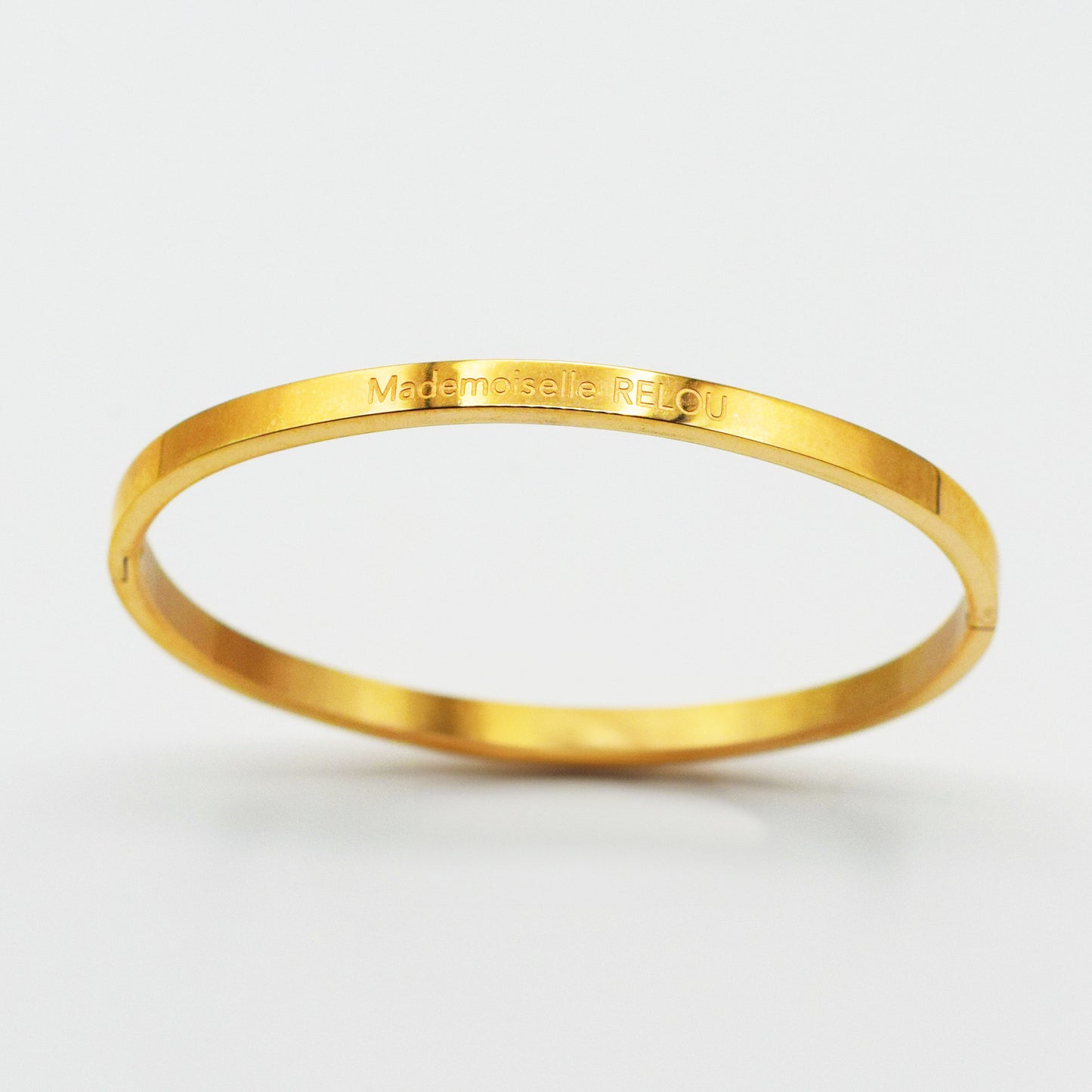 ACIER INOXYDABLE - Bracelet jonc FIN gravé "Mademoiselle Relou"