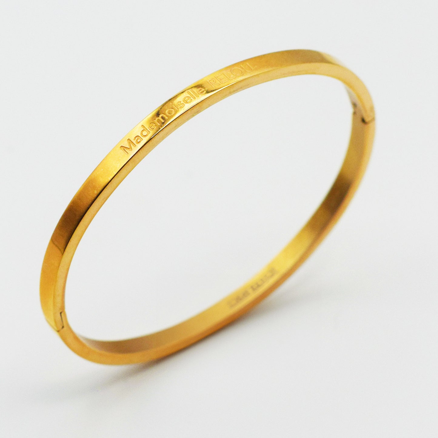 ACIER INOXYDABLE - Bracelet jonc FIN gravé "Mademoiselle Relou"