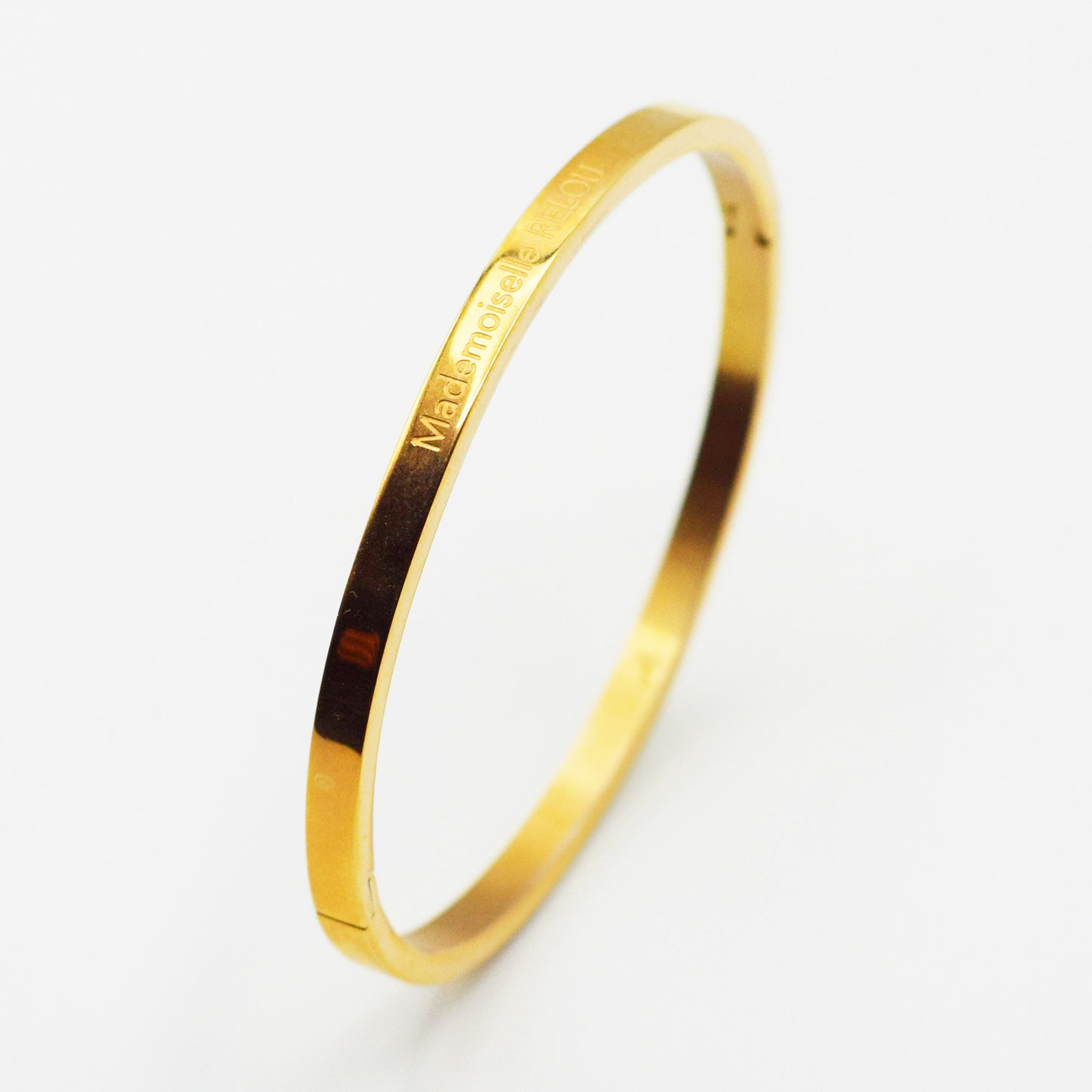 ACIER INOXYDABLE - Bracelet jonc FIN gravé "Mademoiselle Relou"
