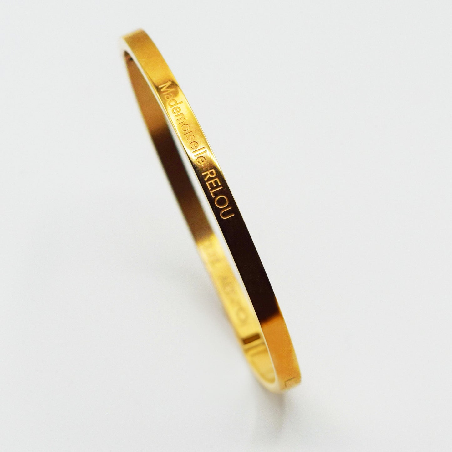 ACIER INOXYDABLE - Bracelet jonc FIN gravé "Mademoiselle Relou"