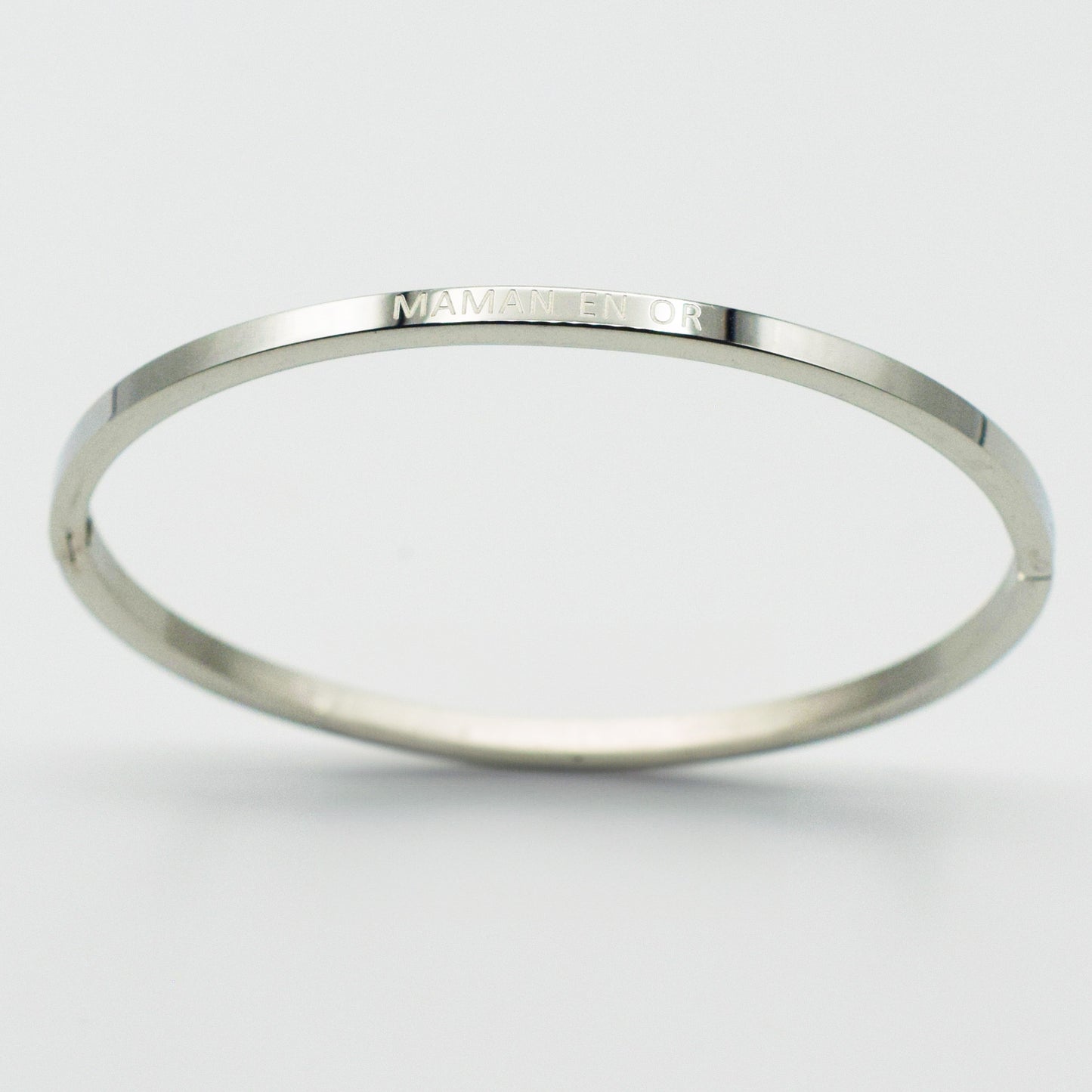 ACIER INOXYDABLE - Bracelet jonc gravé "Maman en Or"