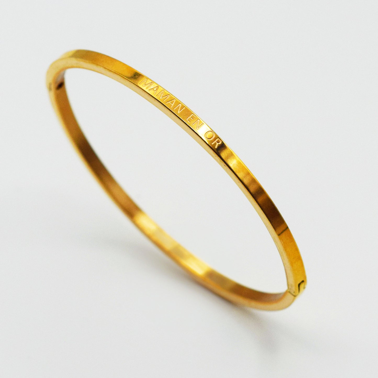 ACIER INOXYDABLE - Bracelet jonc gravé "Maman en Or"